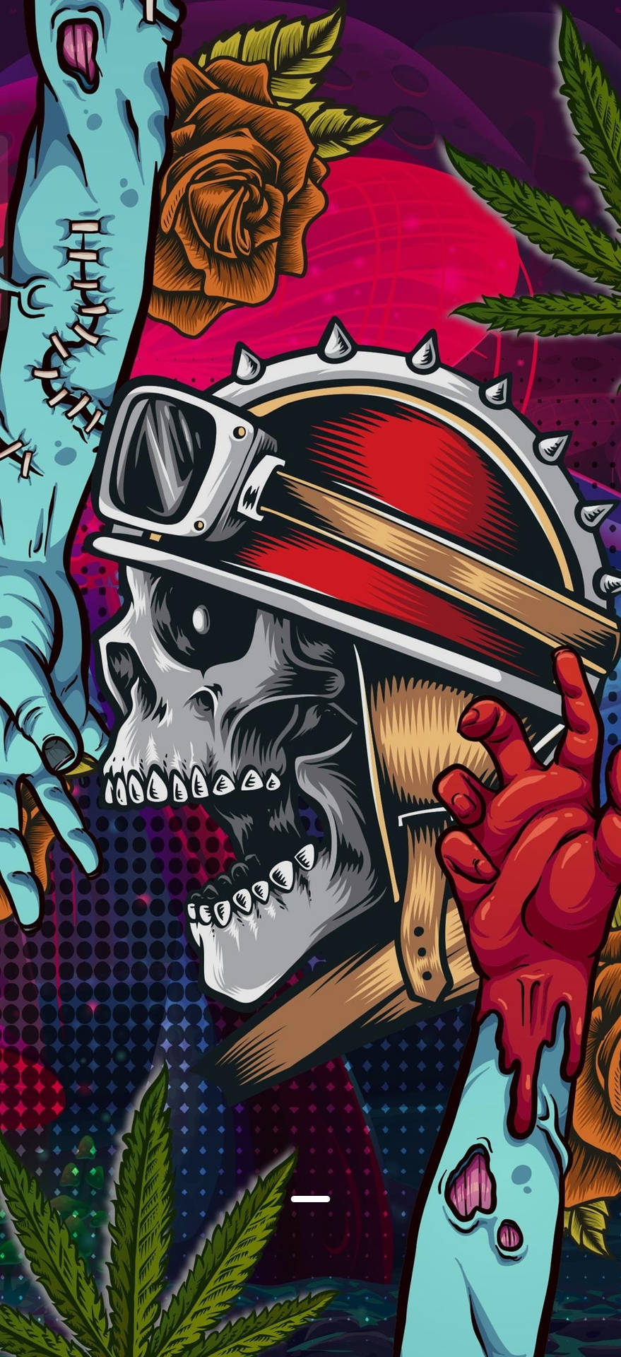 Colorful Painting Of A Gangster Skeleton Background