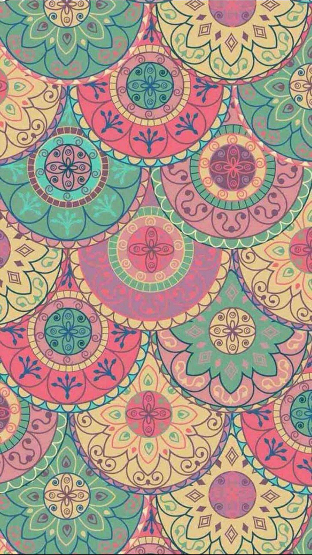 Colorful Paisley Print Circles Background