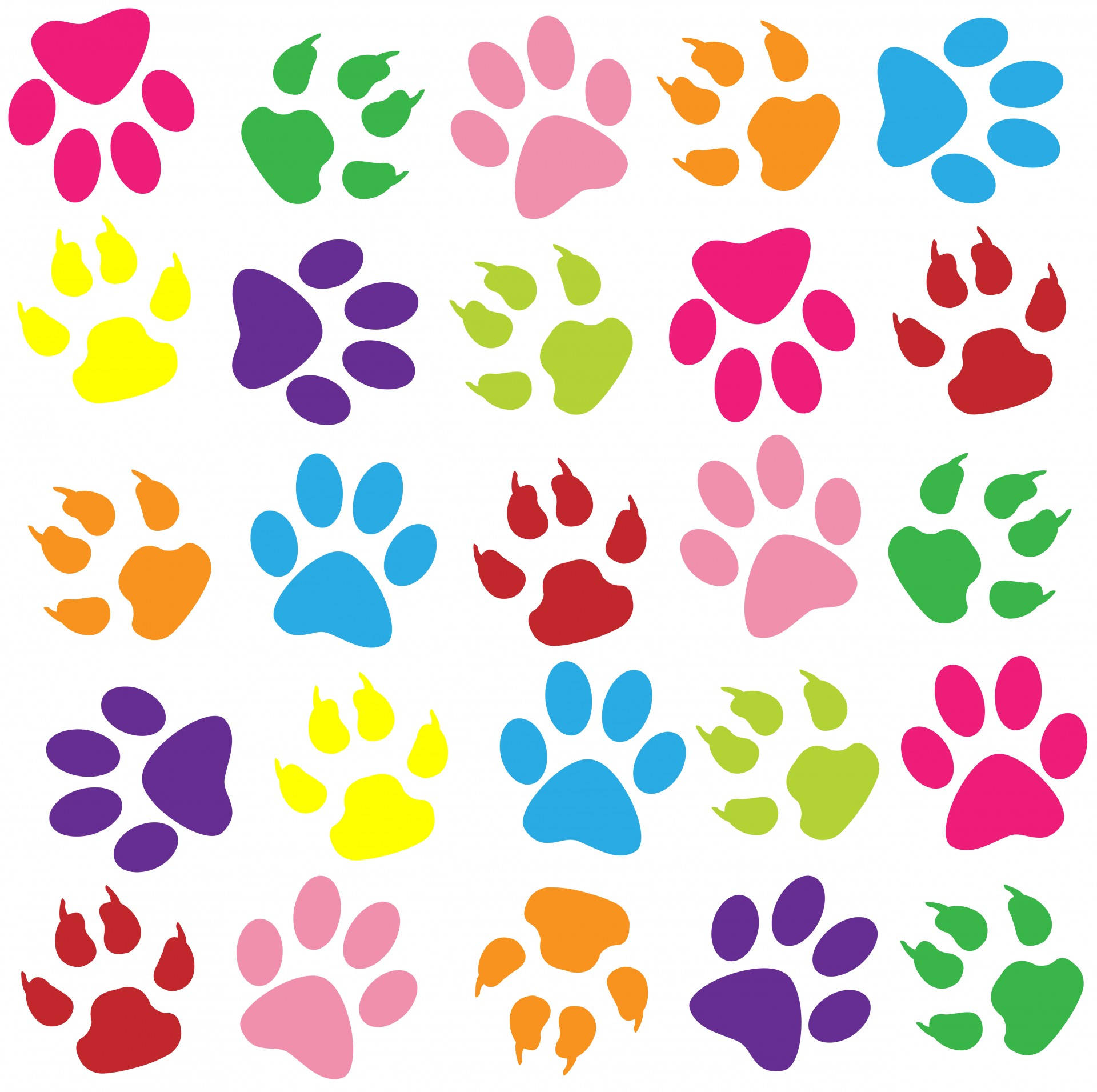 Colorful Paws Clipart Background