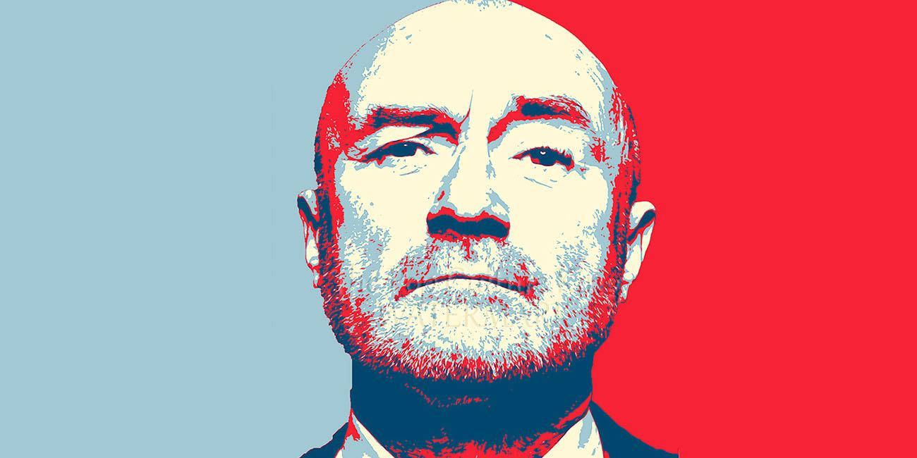 Colorful Phil Collins Head Portrait Background