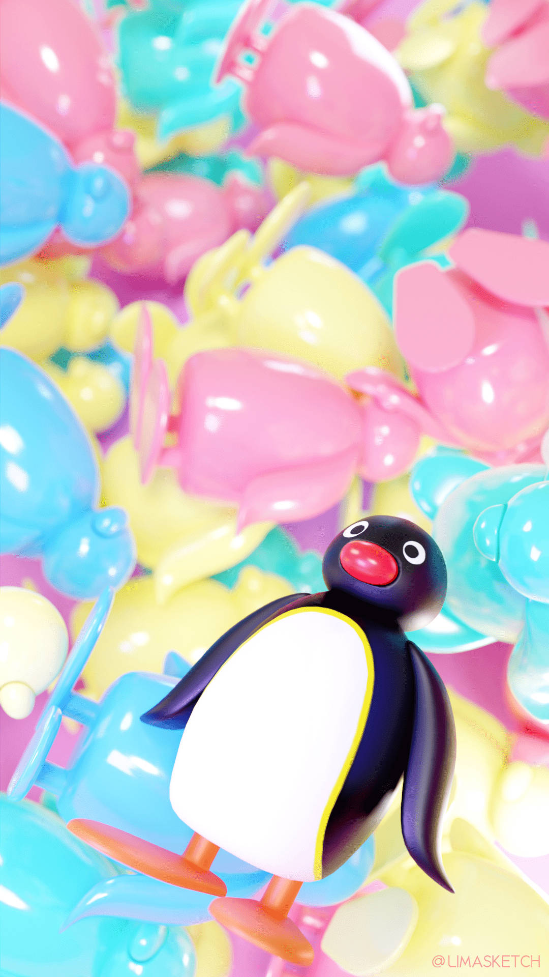 Colorful Pingu Figures Background