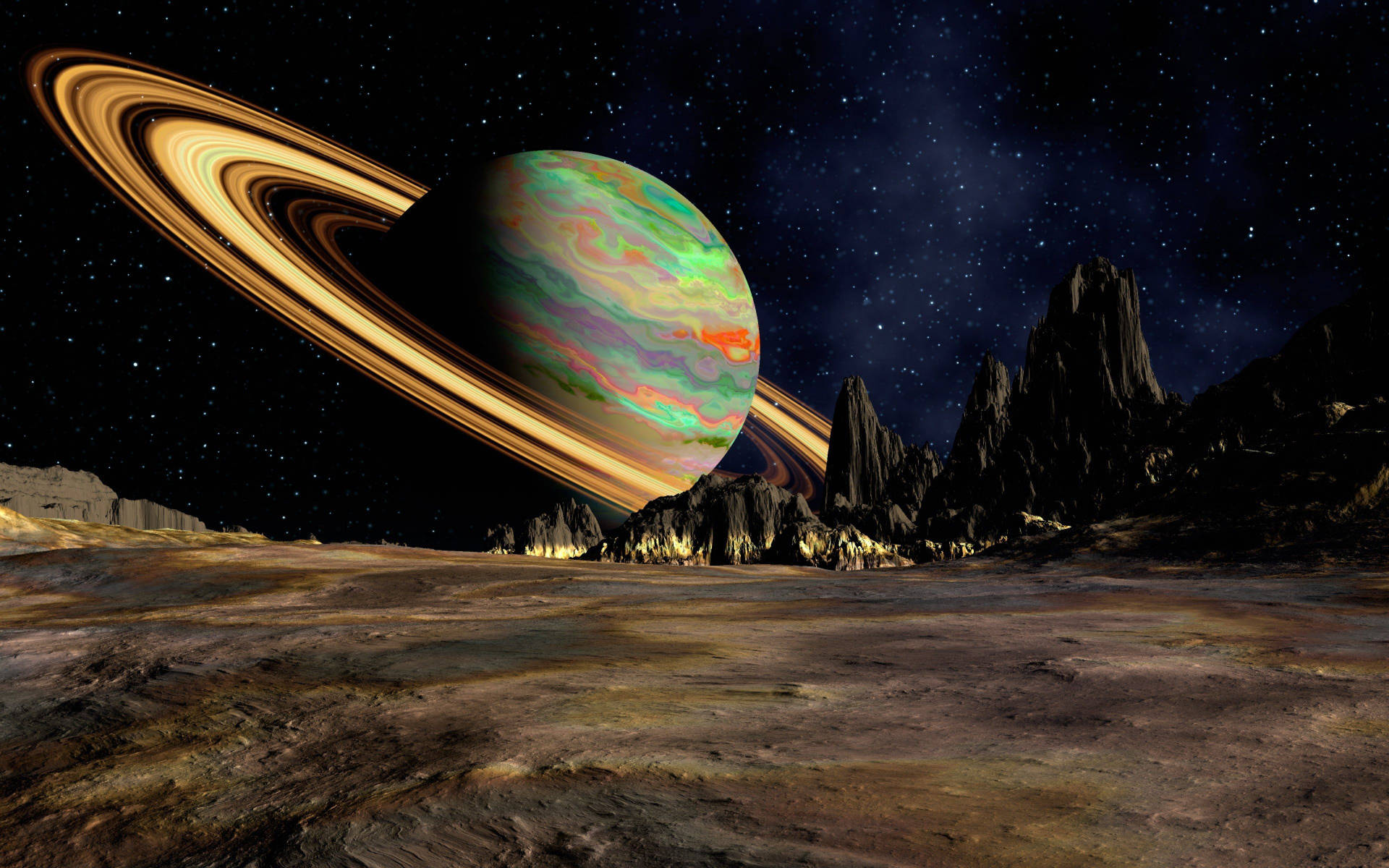 Colorful Planet Saturn Background