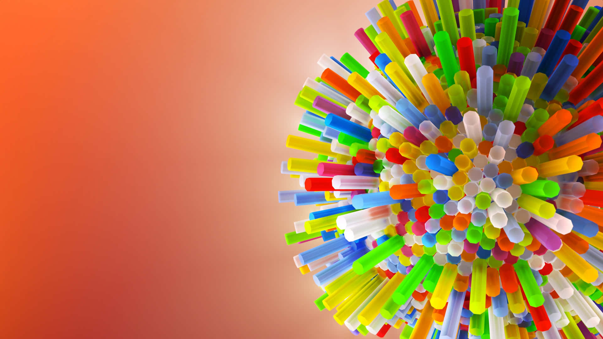Colorful Plastic Straws Sphere