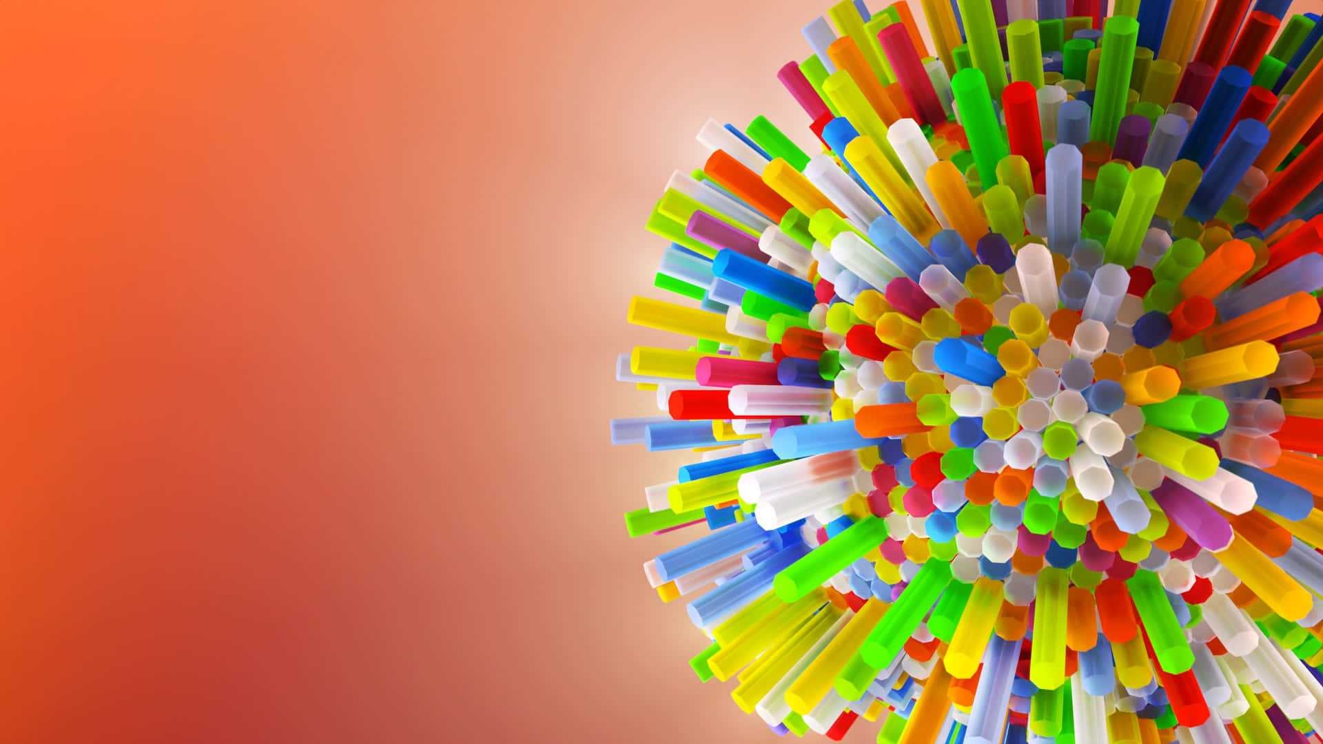 Colorful Plastic Straws Sphere Background