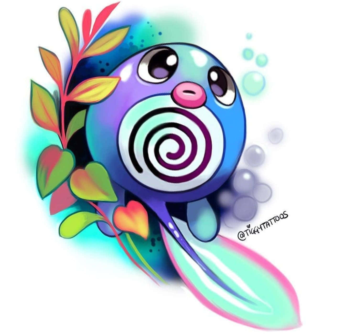 Colorful Poliwag Artwork Background