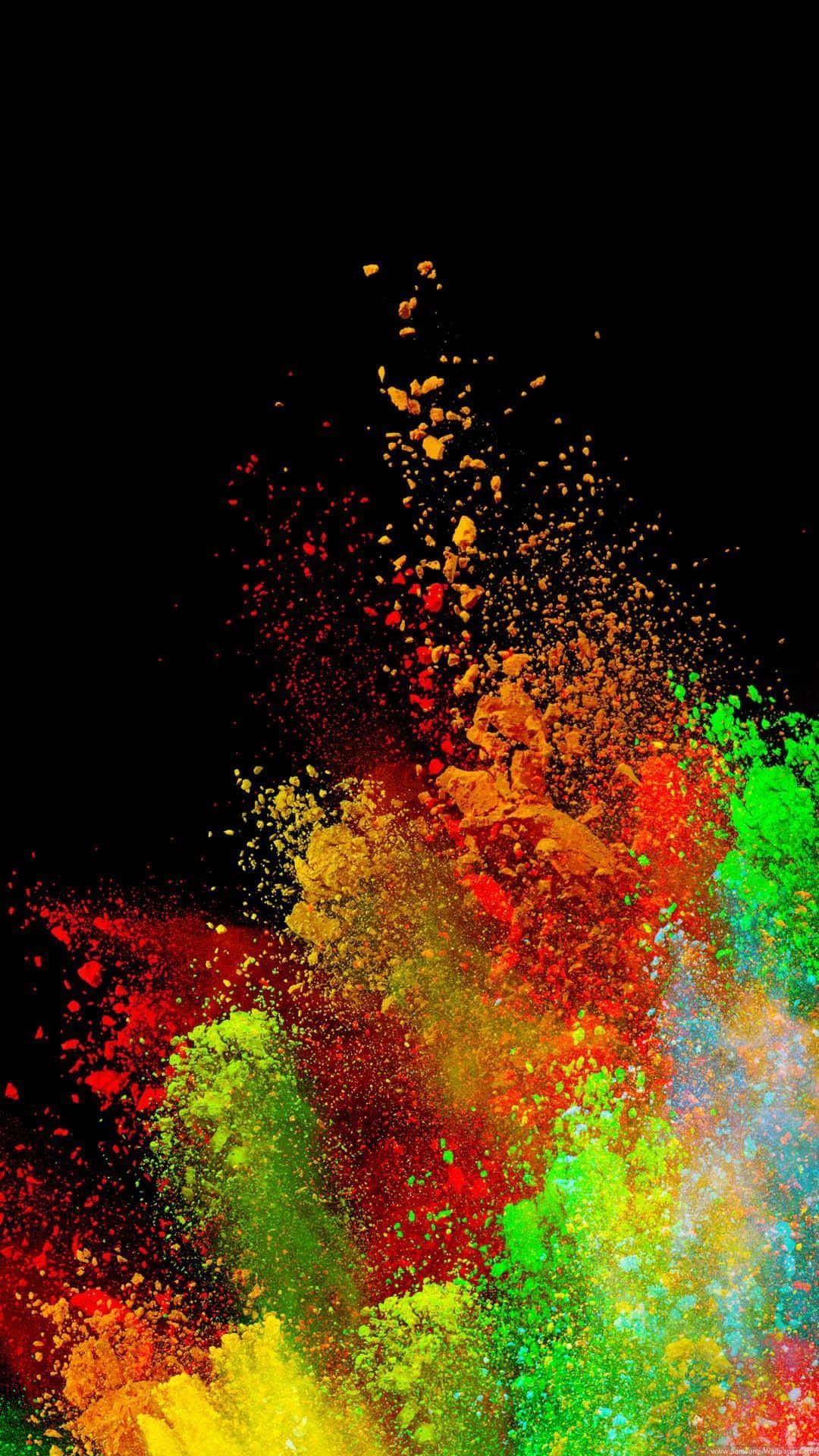 Colorful Powder Falling On A Black Background Background