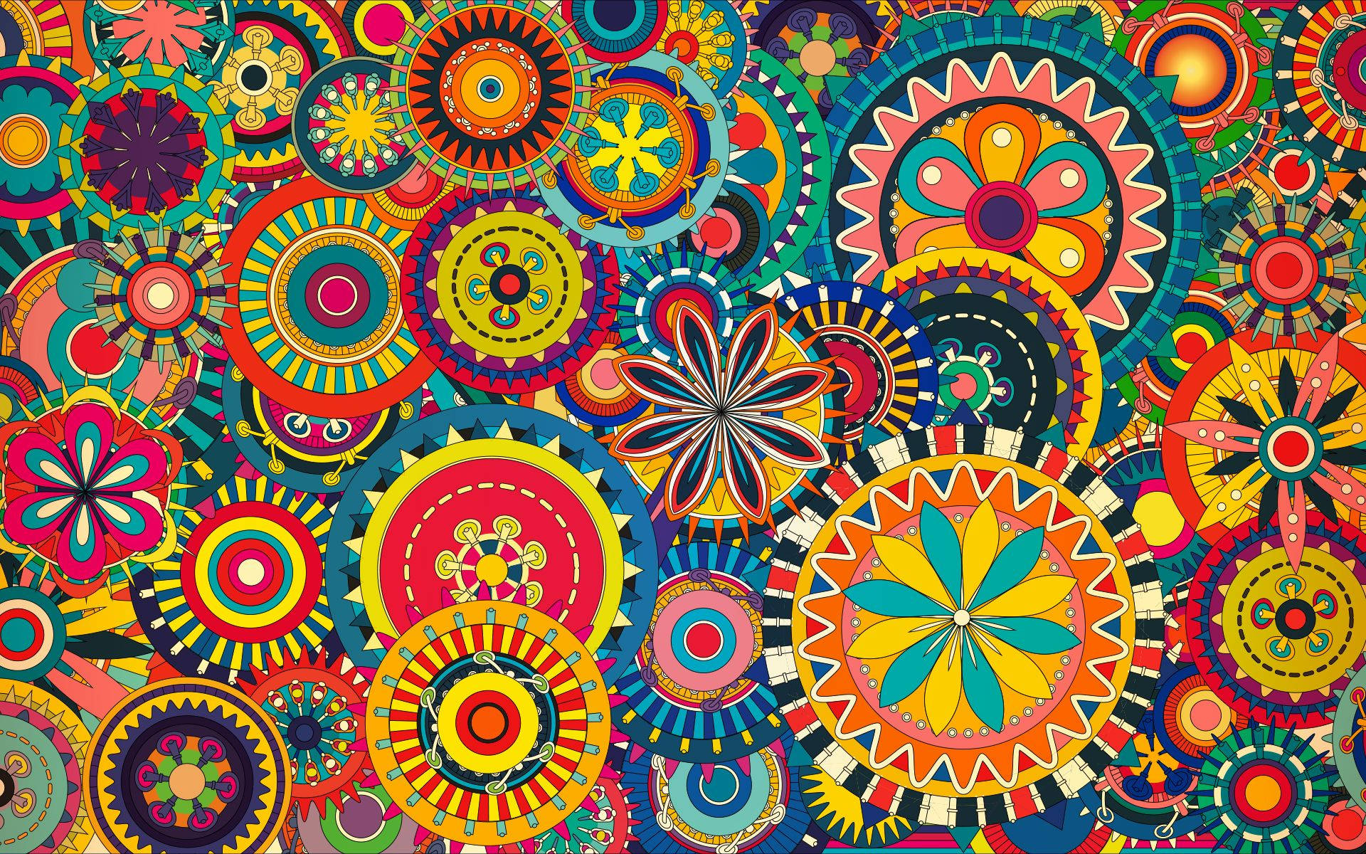 Colorful Psychedelic Mandalas Background