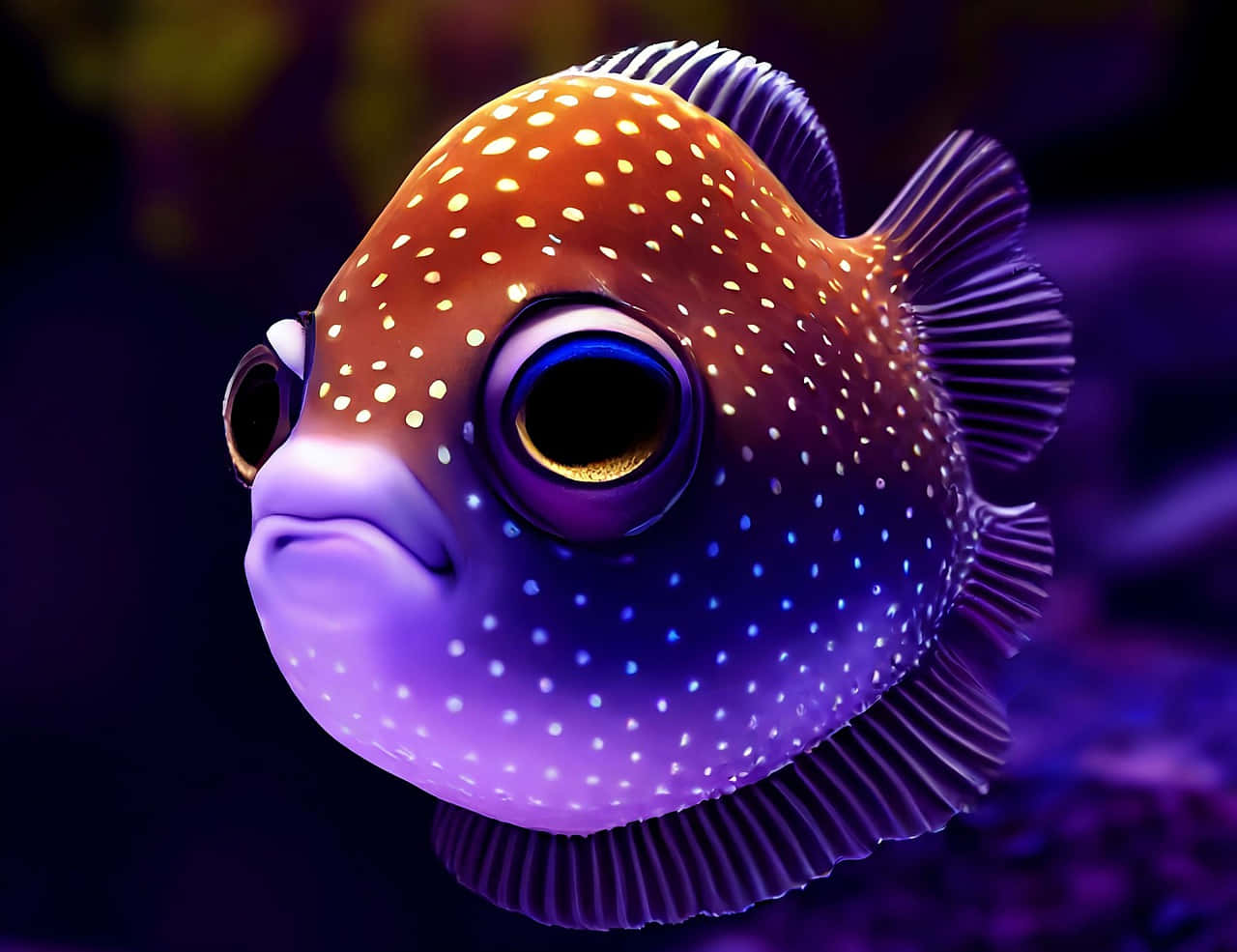 Colorful Pufferfish Portrait Background