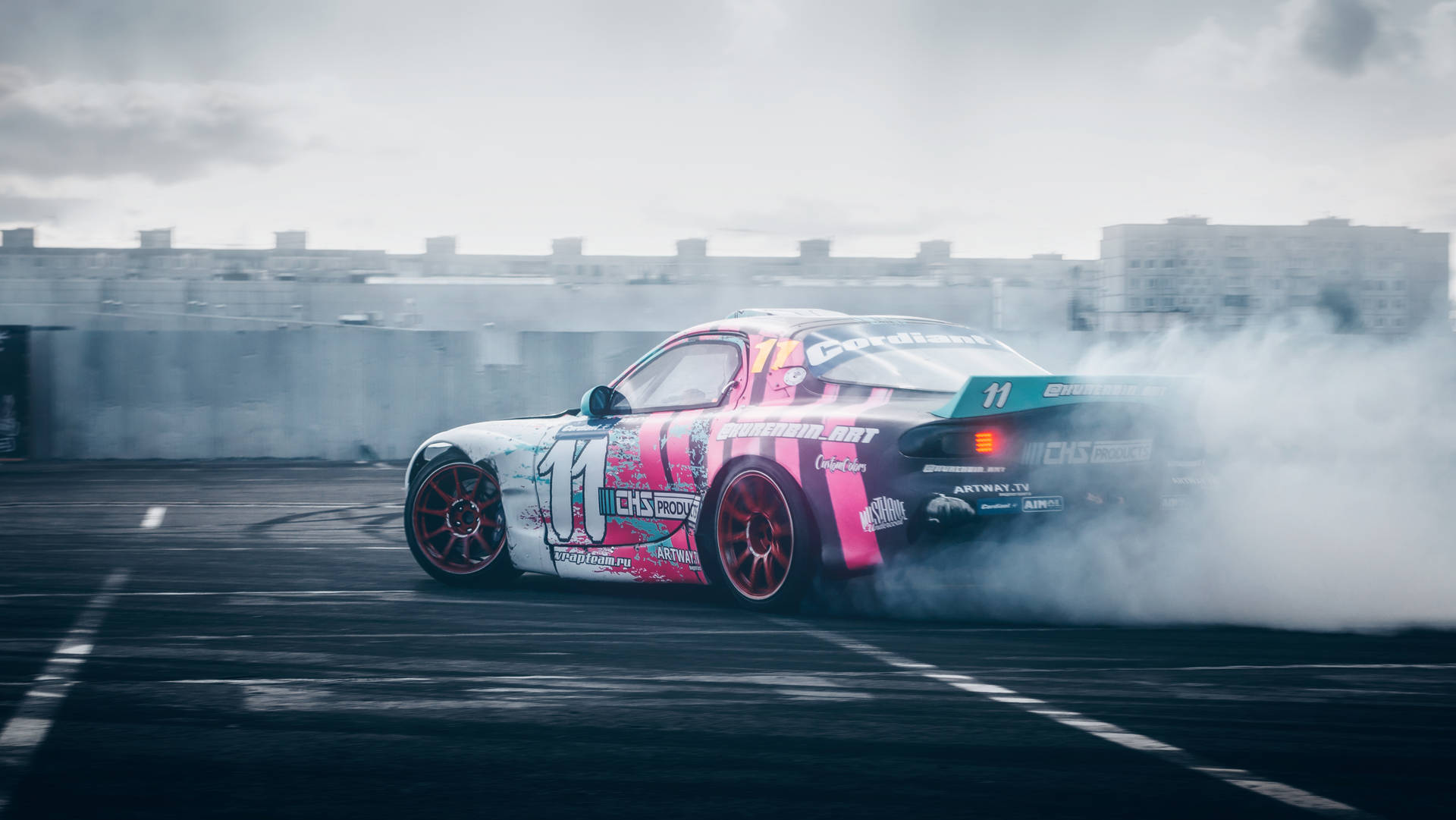 Colorful Racing Rx7 Car Background