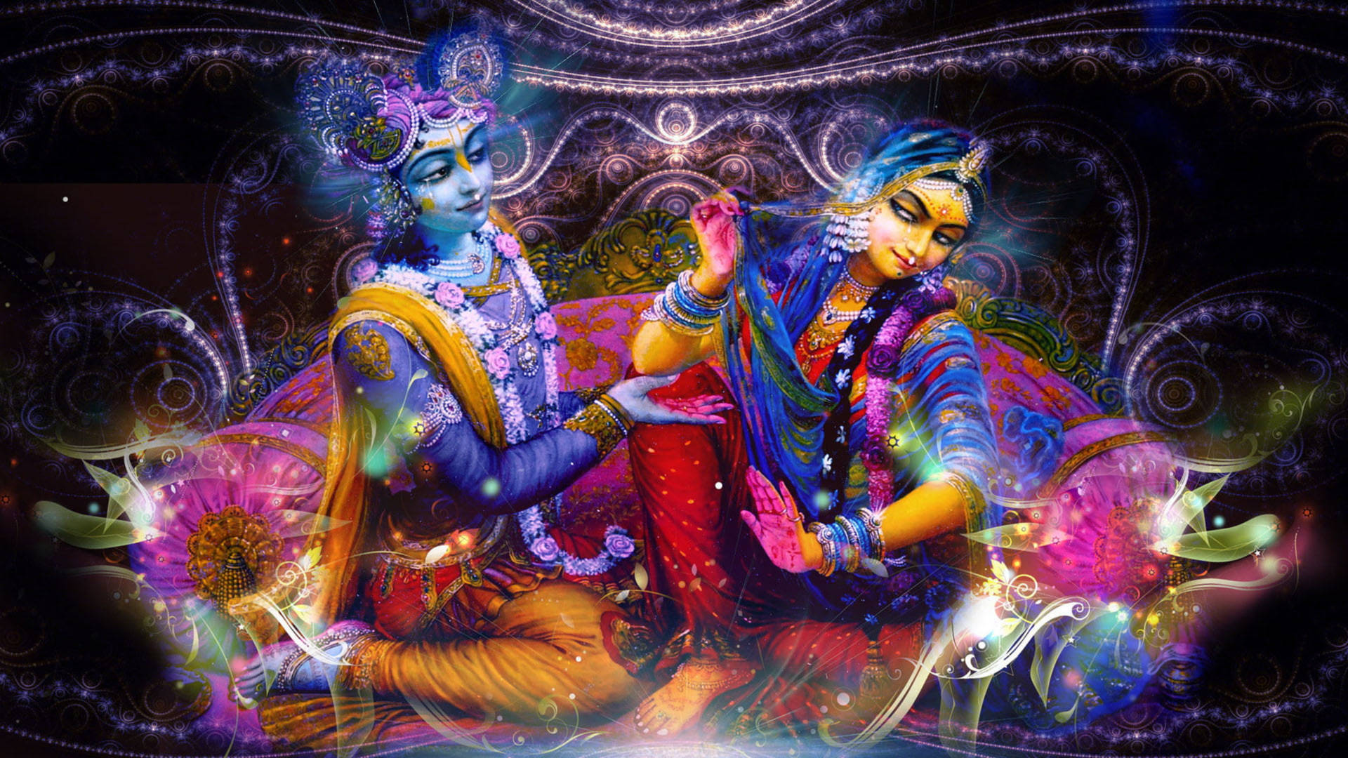 Colorful Radha And Krishna 4k Background