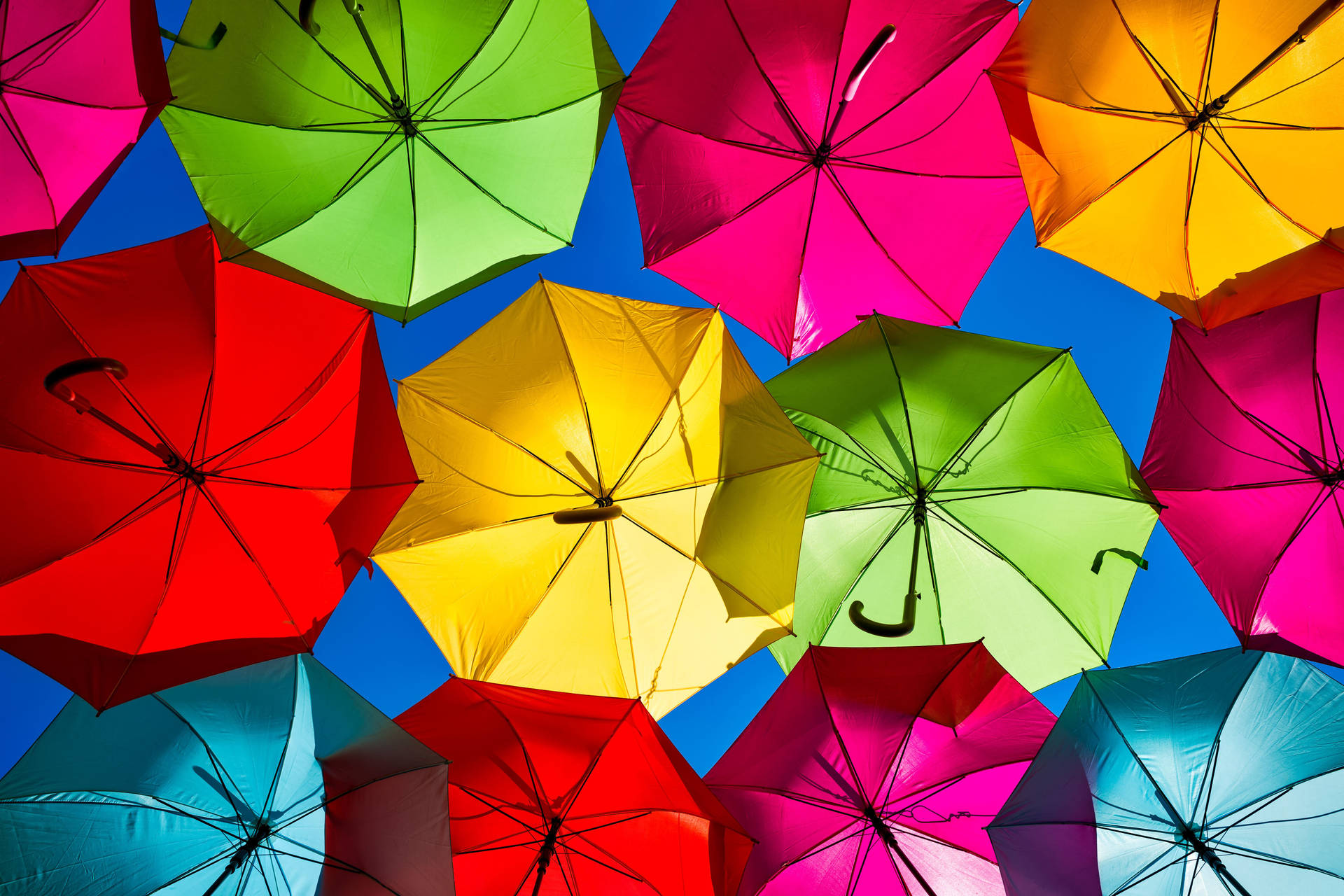 Colorful Rainbow Aesthetic Umbrellas Background