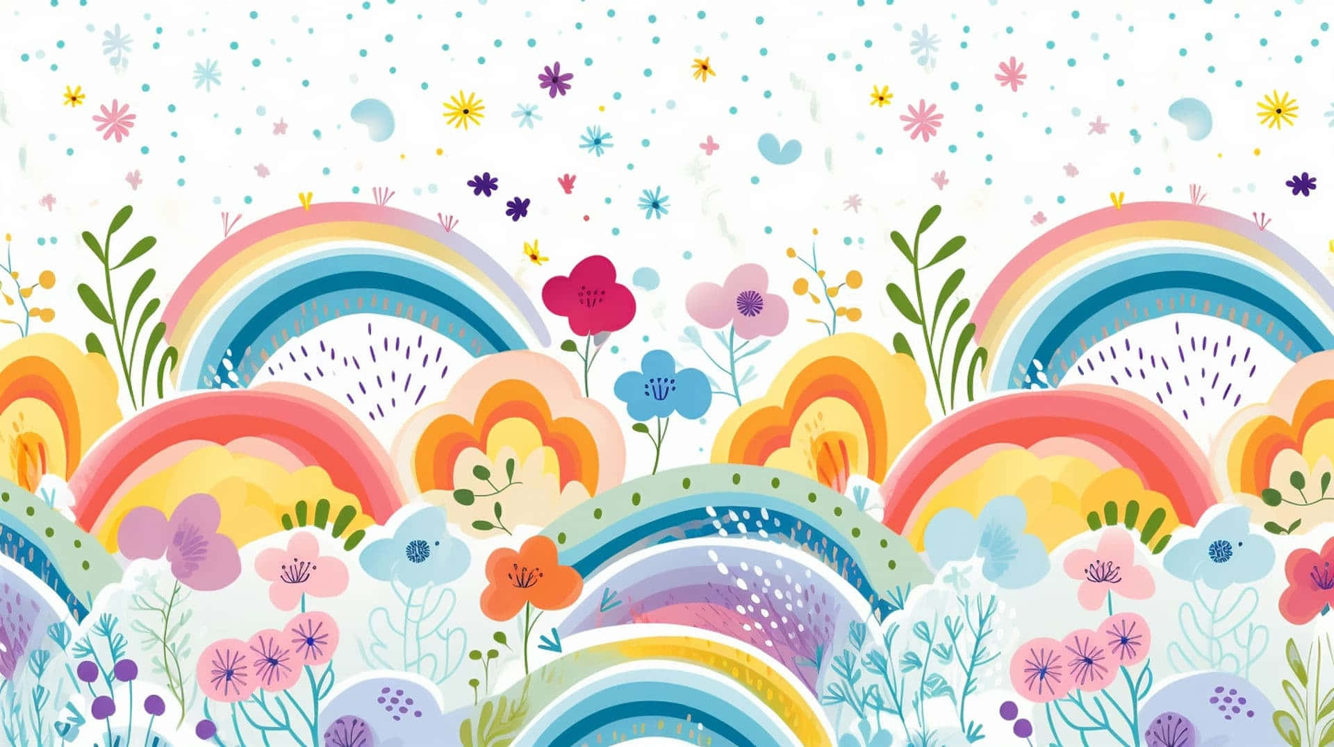 Colorful Rainbow Floral Pattern Background