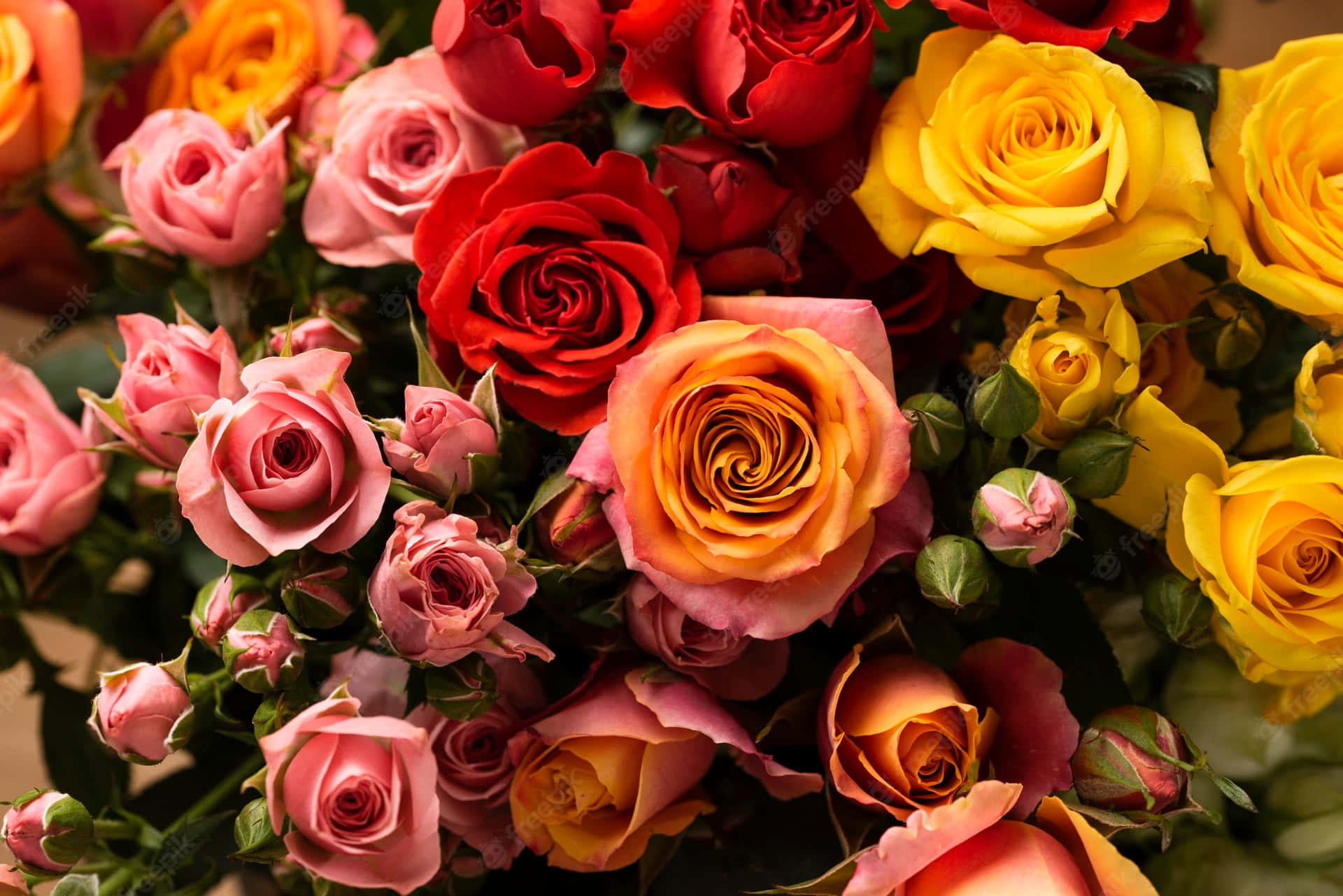 Colorful Rose Bouquet Background