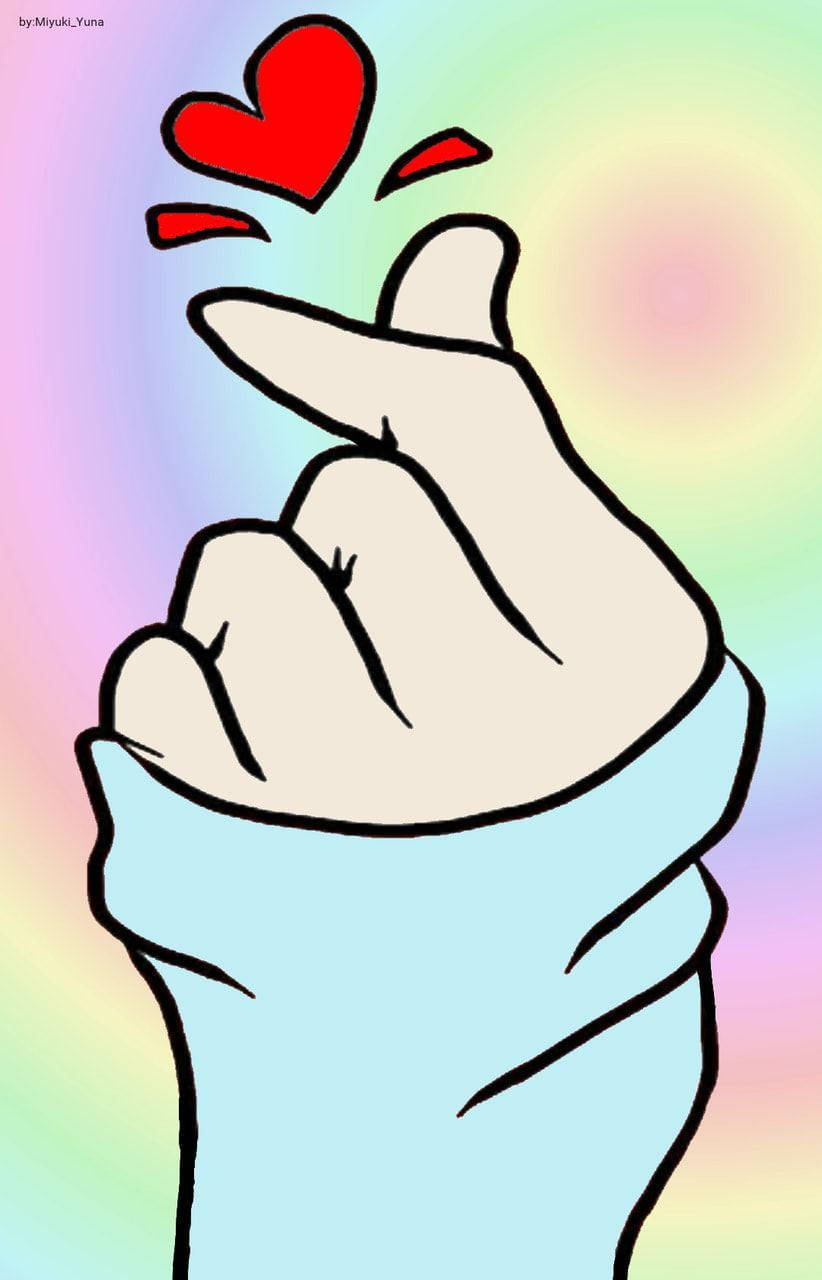 Colorful Saranghae Finger Heart