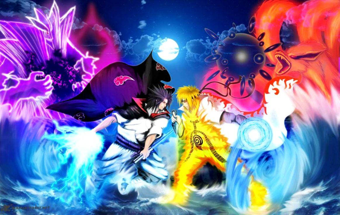 Colorful Sasuke And Naruto Art Pc Background