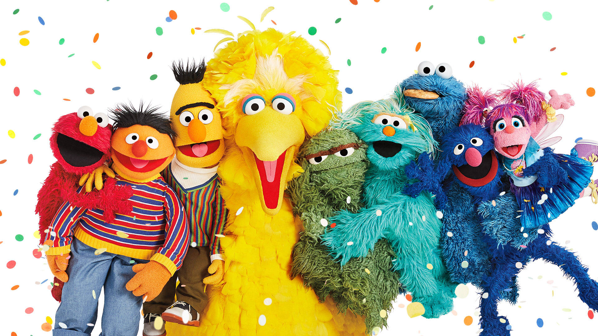 Colorful Sesame Street Group Photo Background