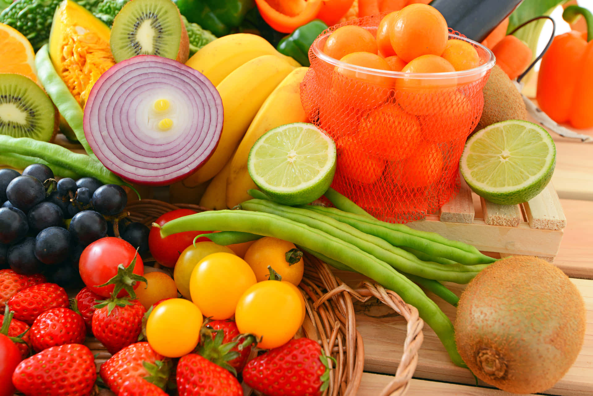 Colorful Set Of Fruits And Vegetables