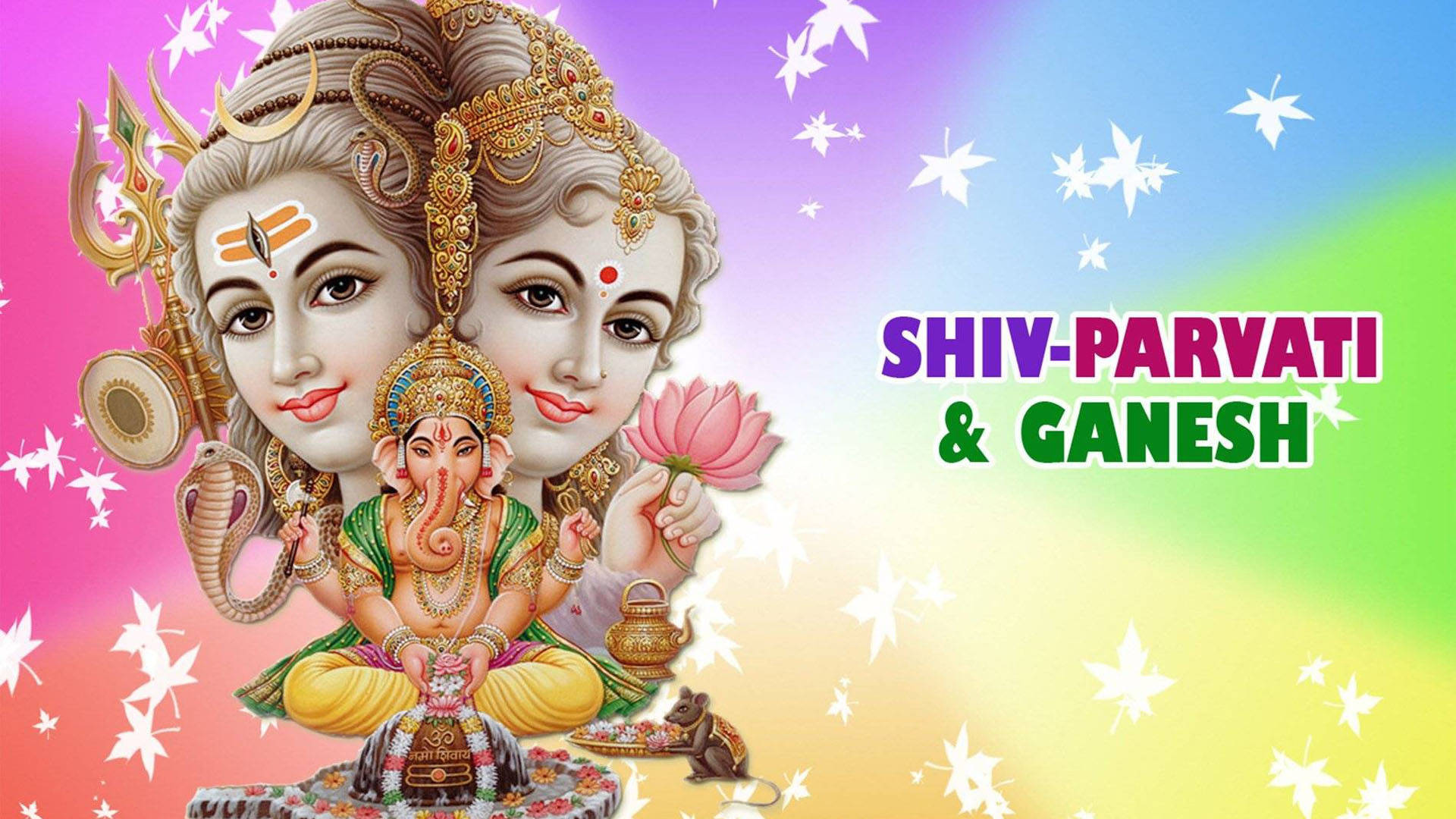 Colorful Shiv Parivar With Name Text Background