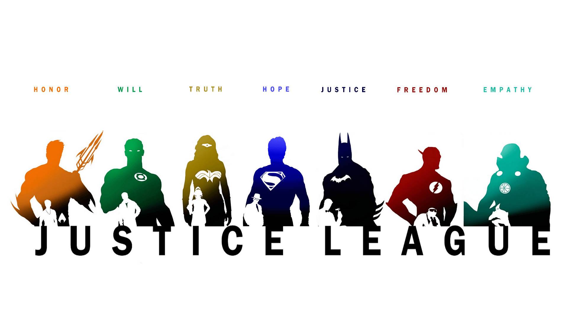 Colorful Silhouette Justice League Background