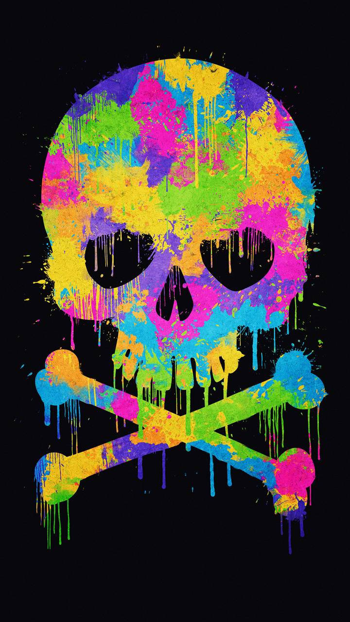 Colorful Skull And Crossbones Graphic Art Background