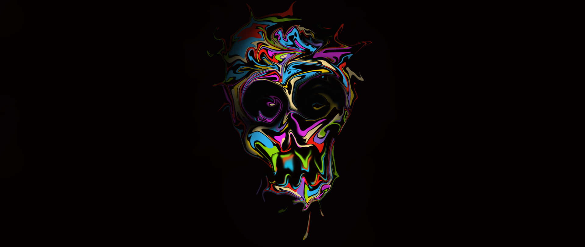 Colorful Skull Art 2560x1080 Background