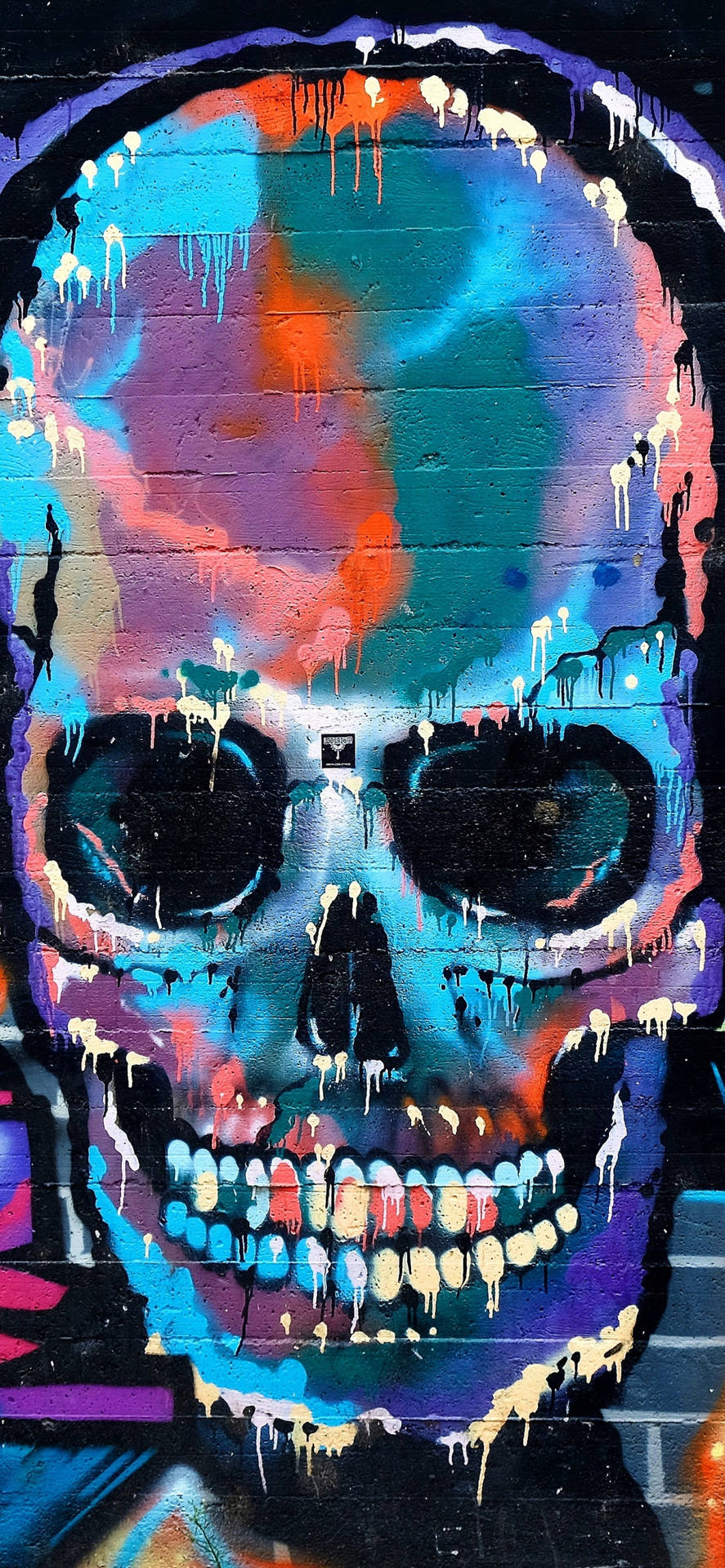 Colorful Skull Graffiti Iphone Background