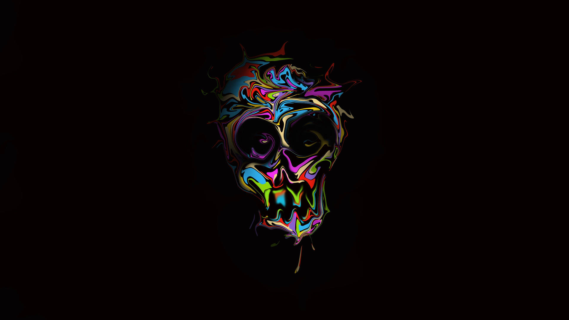 Colorful Skull With Swirl Effects Background