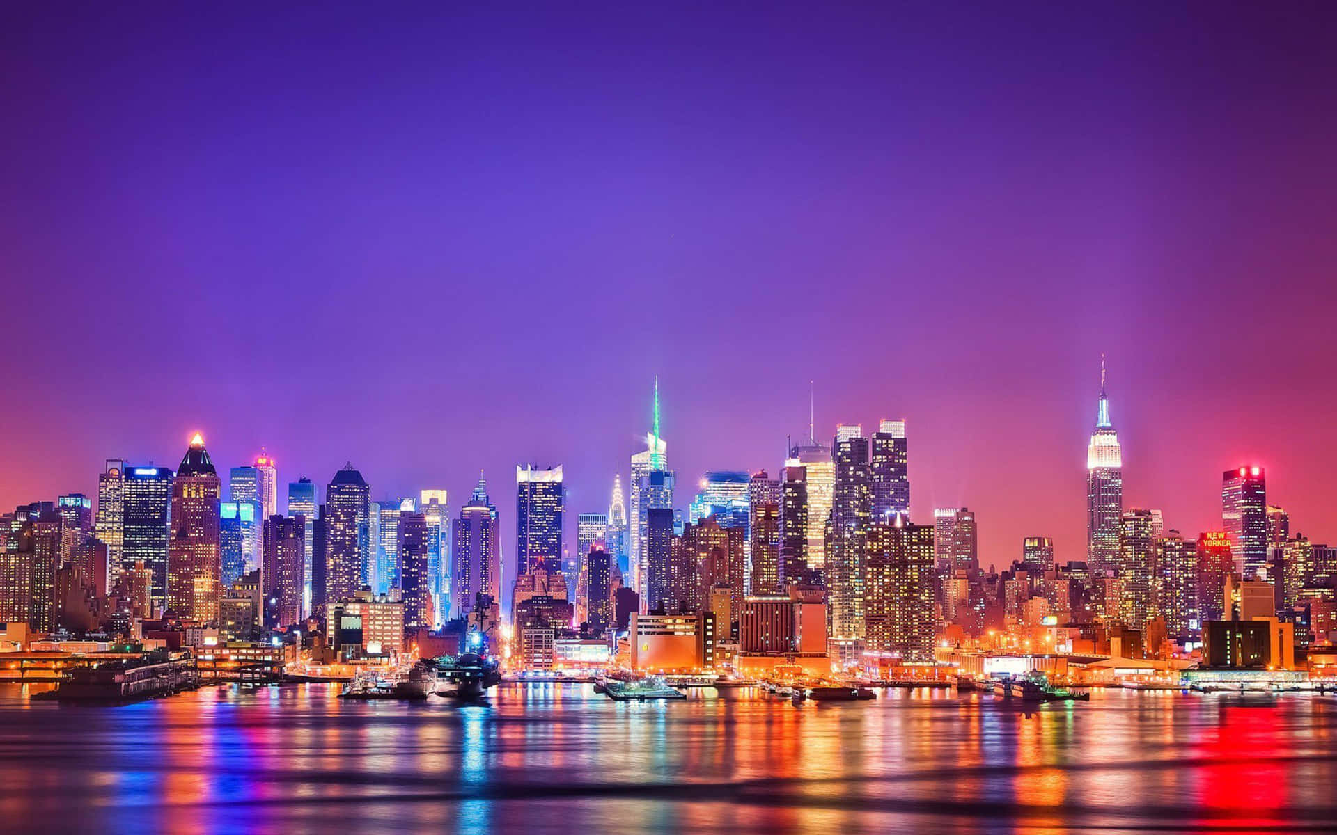 Colorful Sky New York City Laptop Background