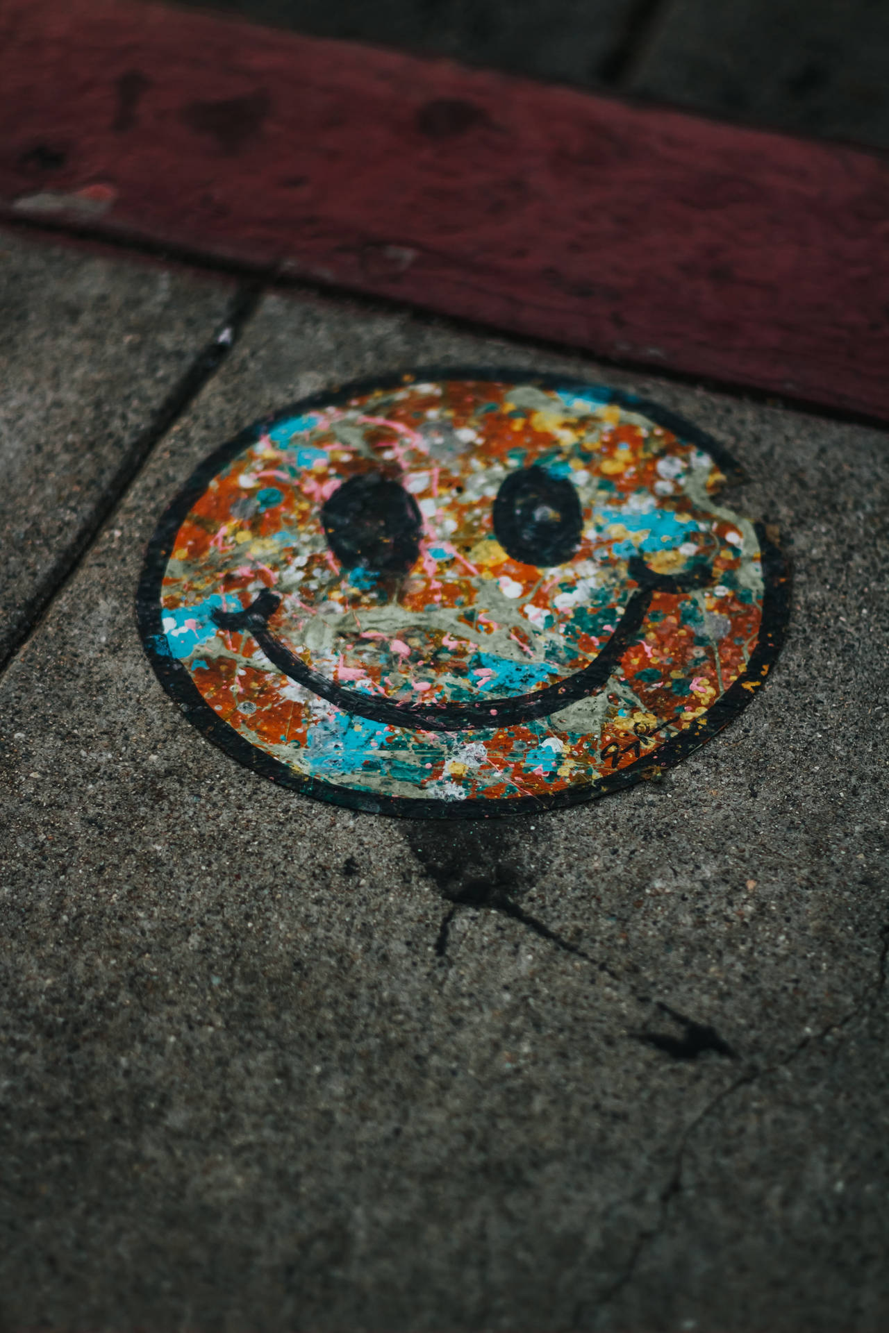 Colorful Smiley Floor Graffiti Iphone Background