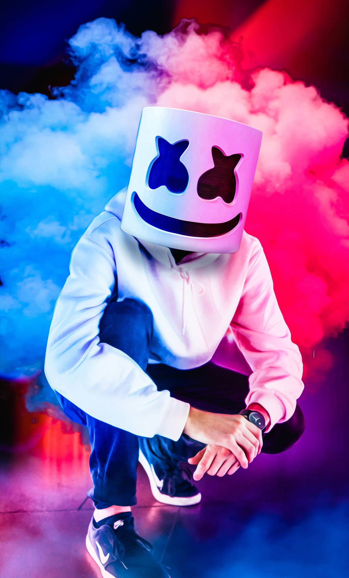 Colorful Smoky Background With Marshmello Hd Iphone Background