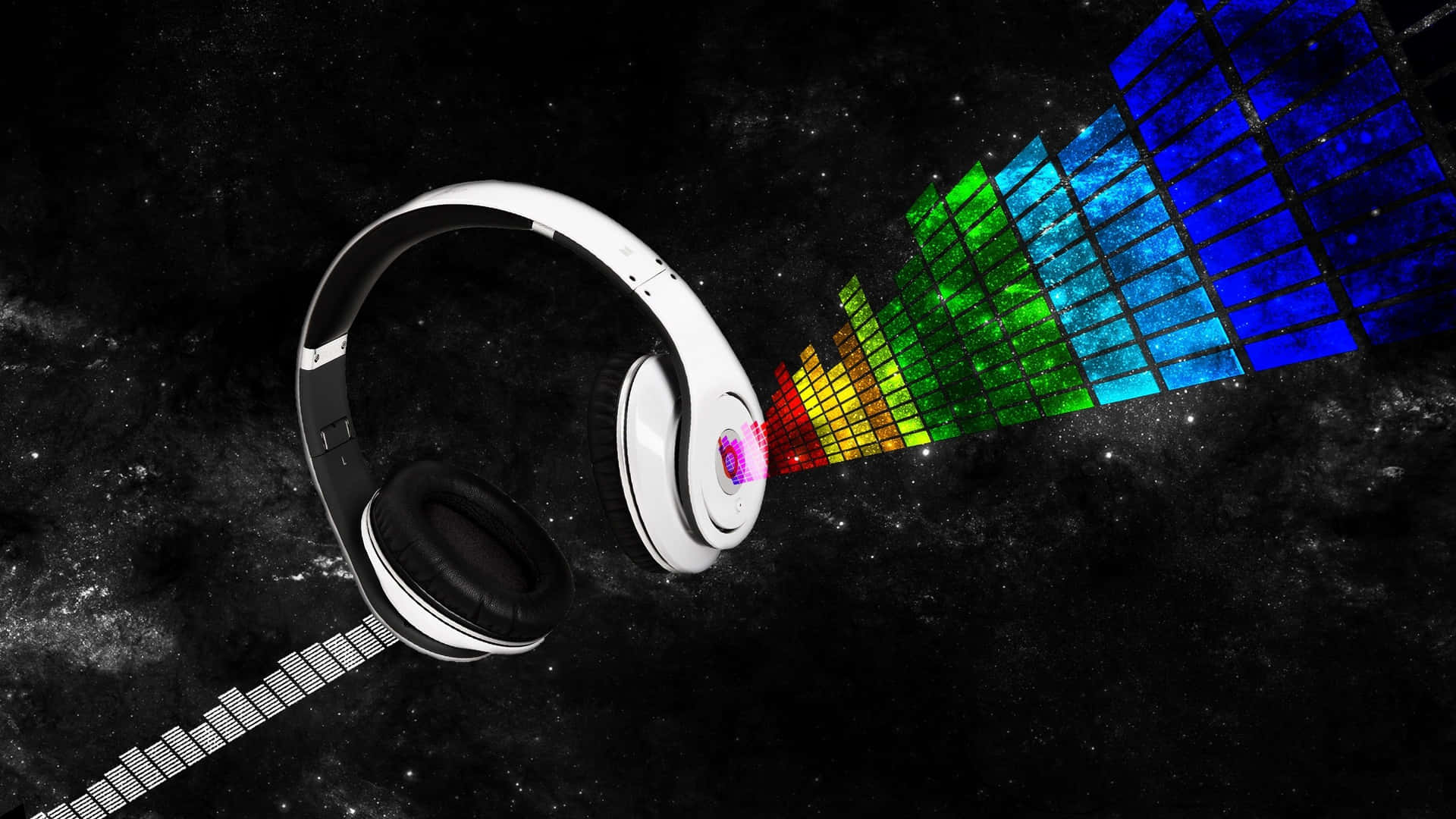 Colorful Sound Spectrum Headphones Background