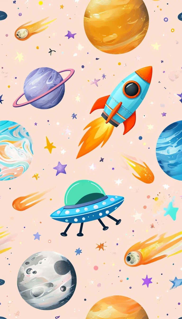Colorful Space Adventure Pattern Background