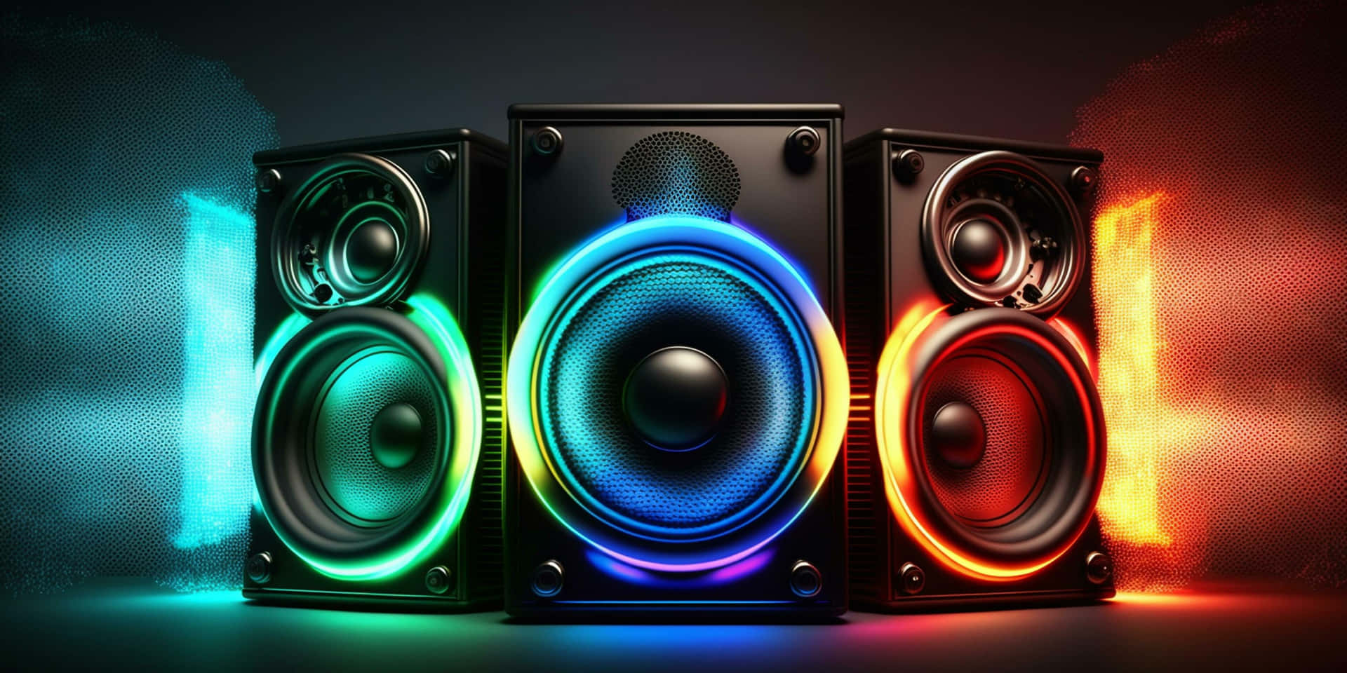 Colorful Speakerswith Dynamic Lighting Background