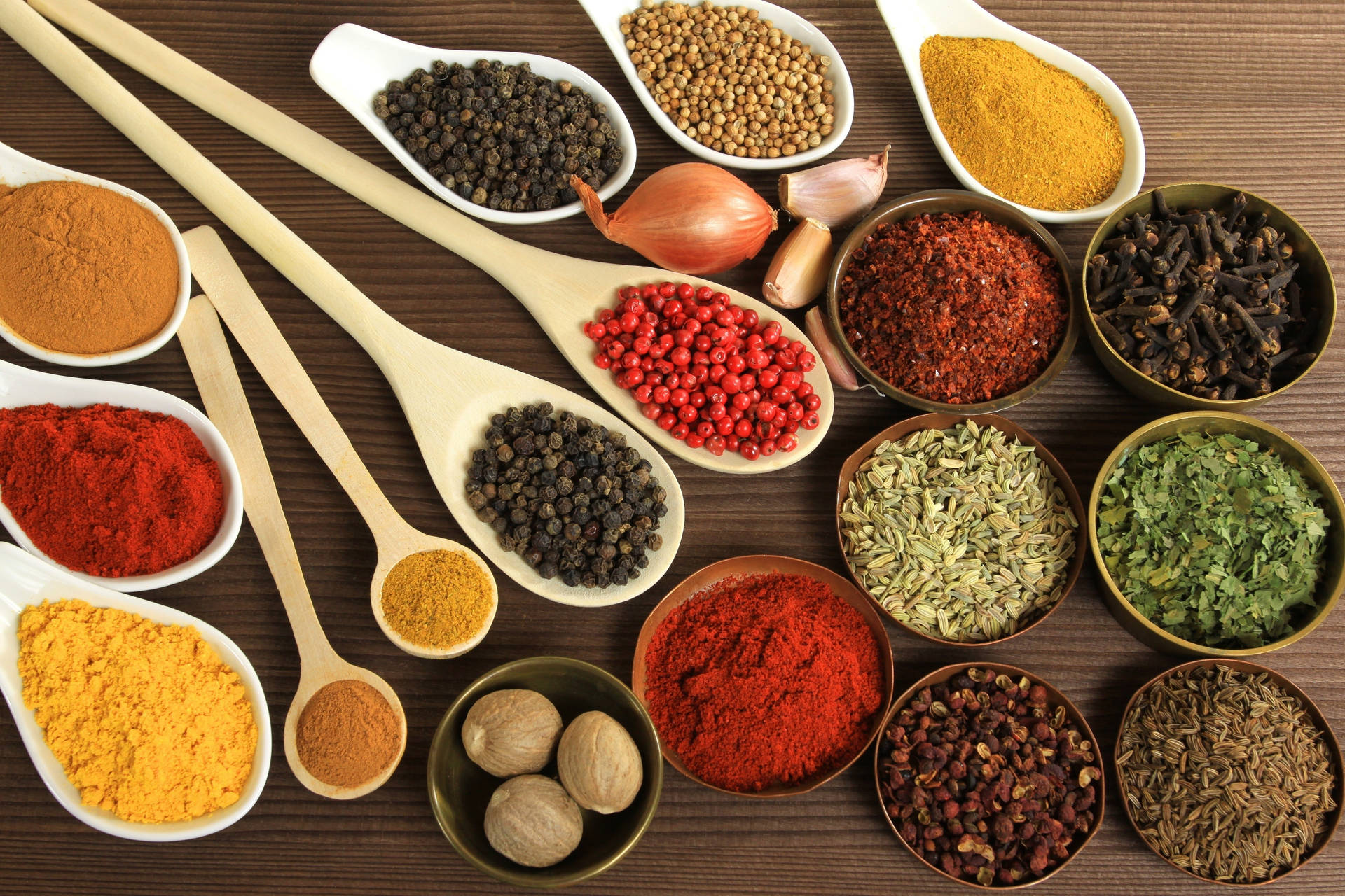 Colorful Spices Flat Lay Shot Background