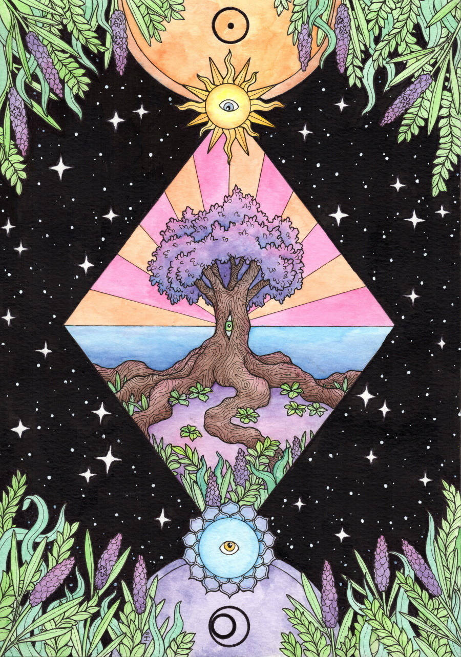 Colorful Spiritual Tree Background