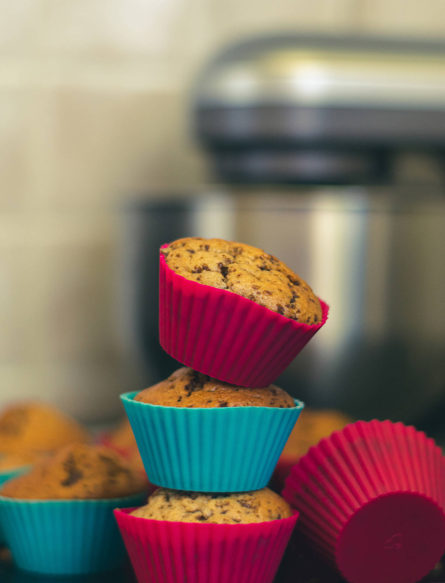 Colorful Stacked Muffins Background