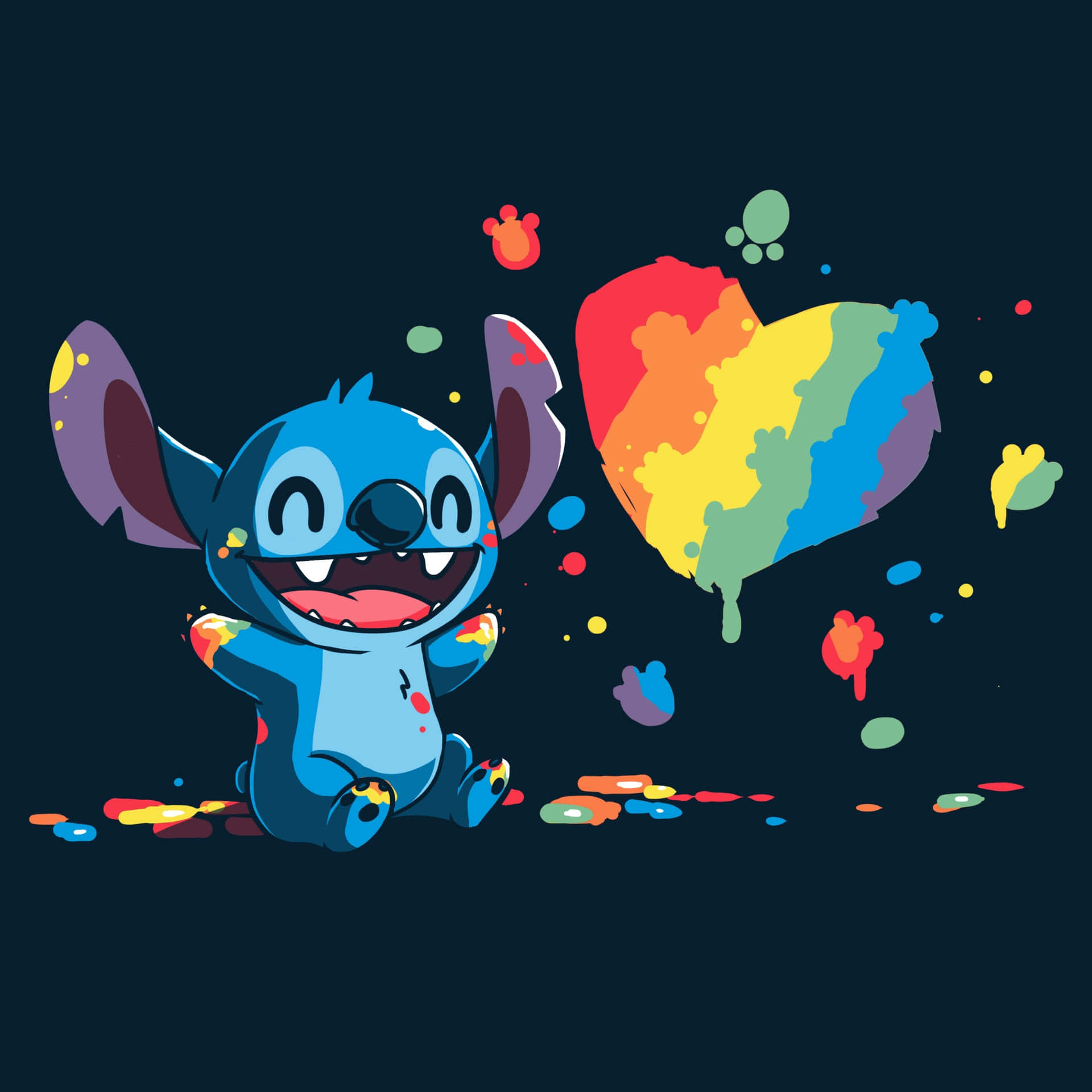 Colorful Stitch Heart Celebration Background