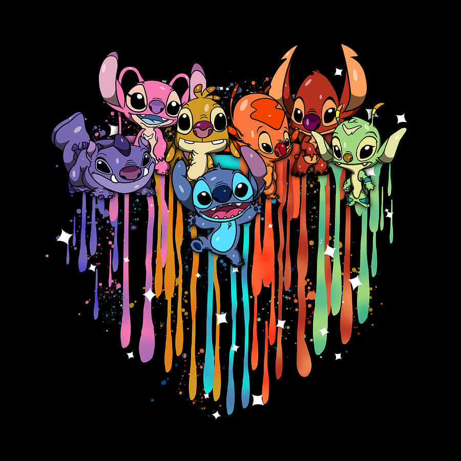Colorful Stitchand Friends Artwork Background
