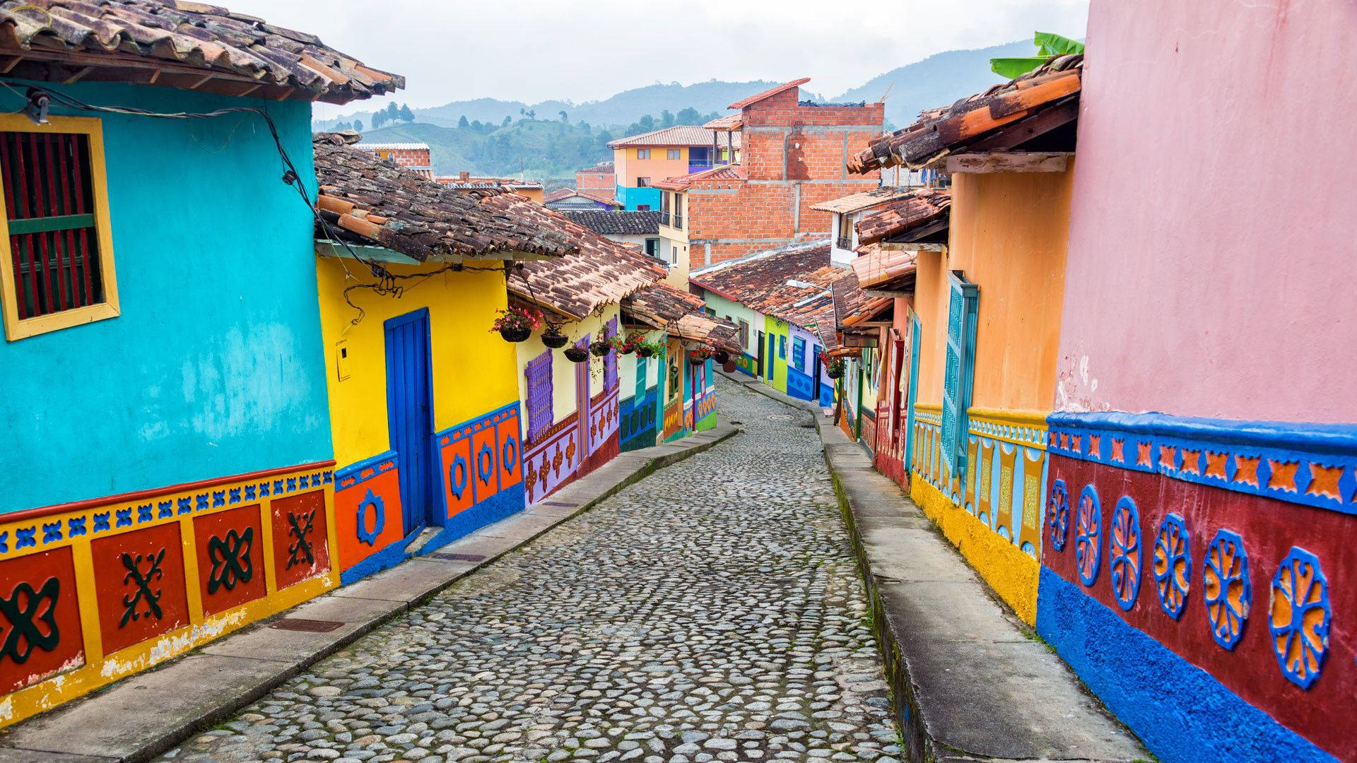 Colorful Streets Of Colombia Background