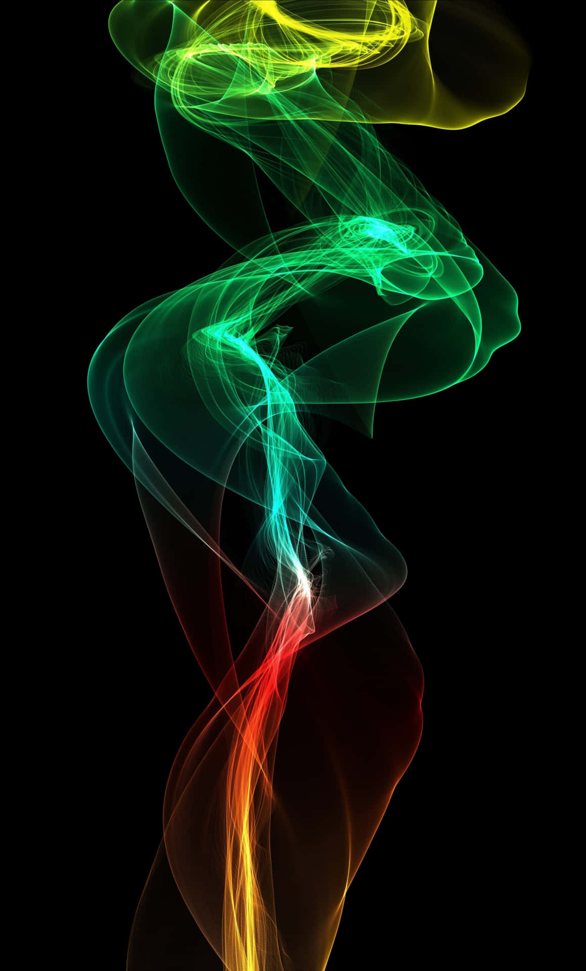 Colorful Strings And Green Smoke Background