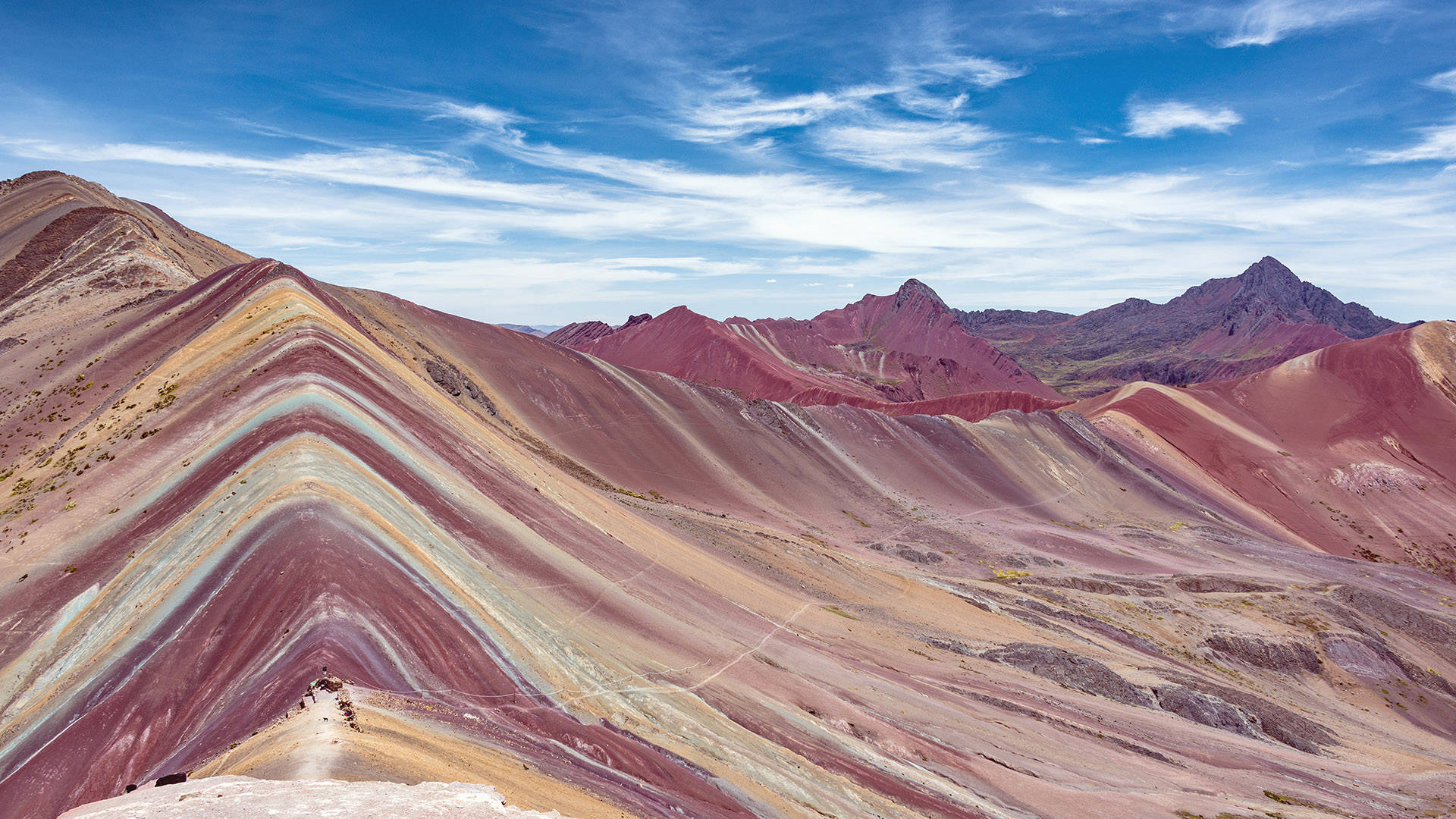 Colorful Striped Mountain Cusco Peru Background