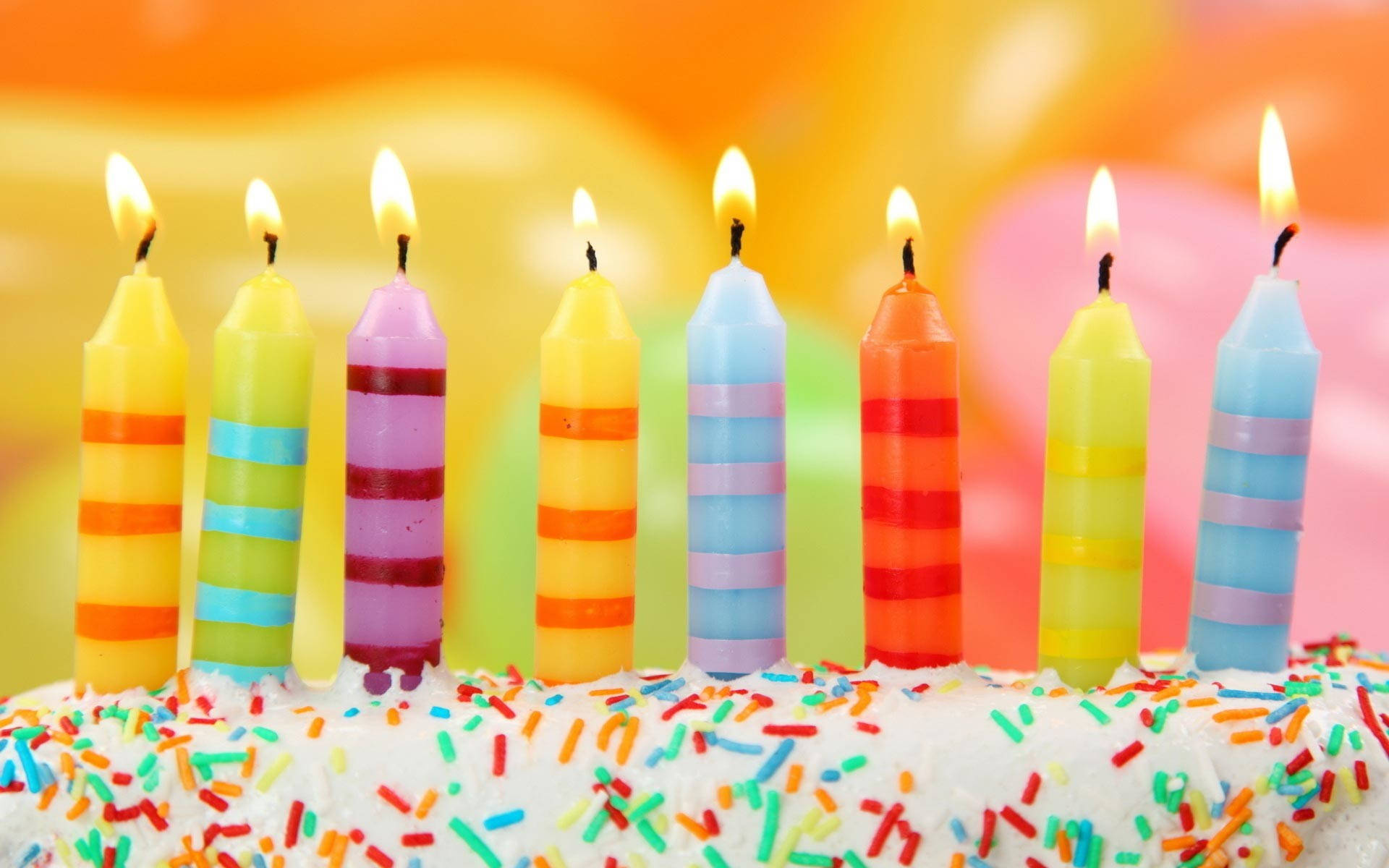 Colorful Stripes Birthday Cake Candles Background