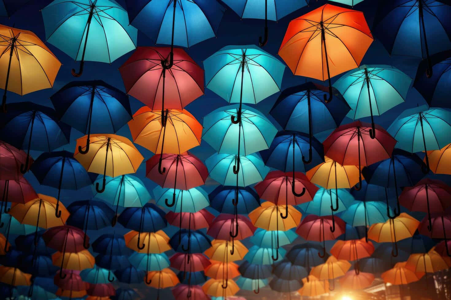 Colorful Umbrella Canopy Art Installation