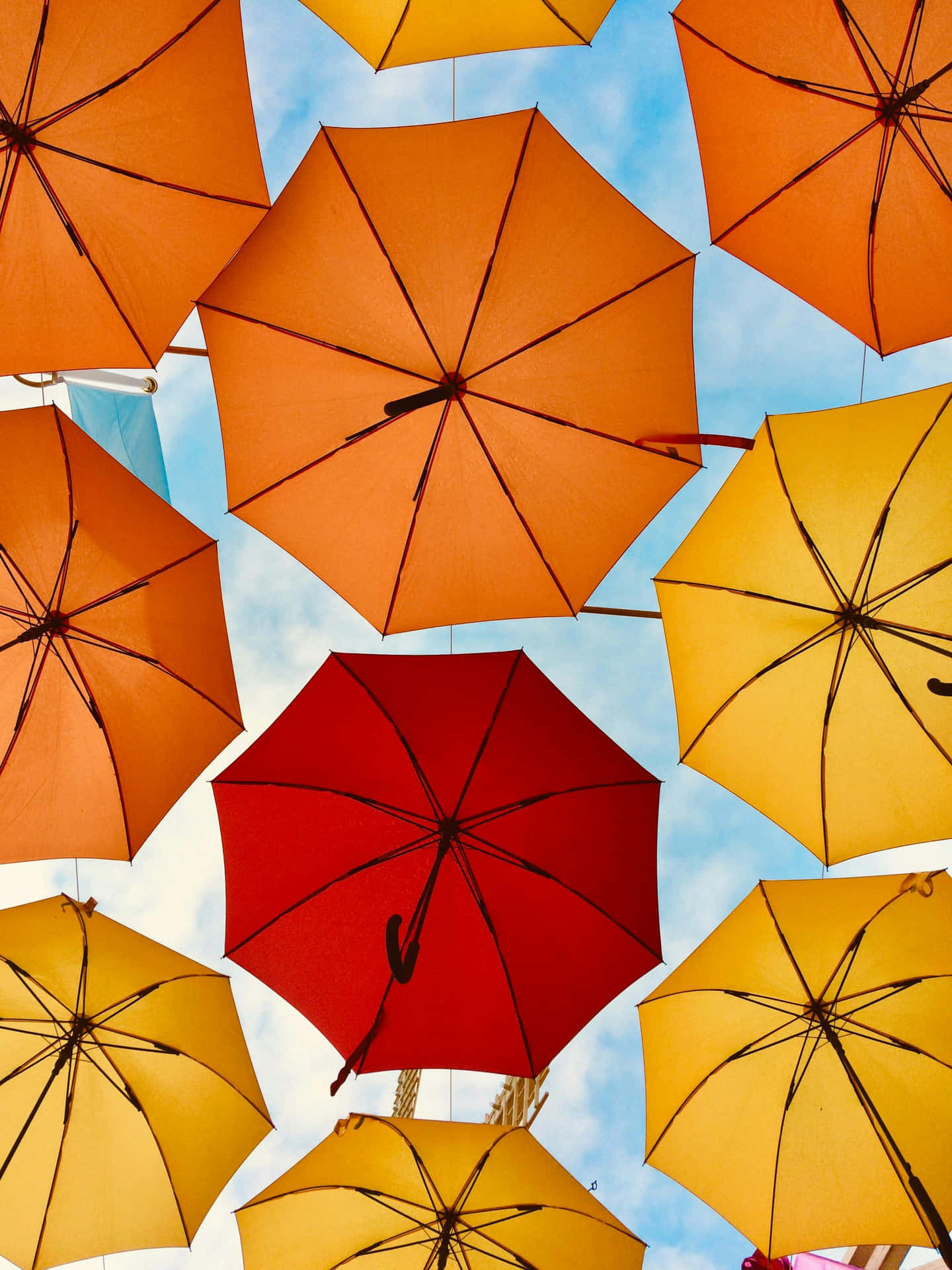 Colorful Umbrellas Sky View Background