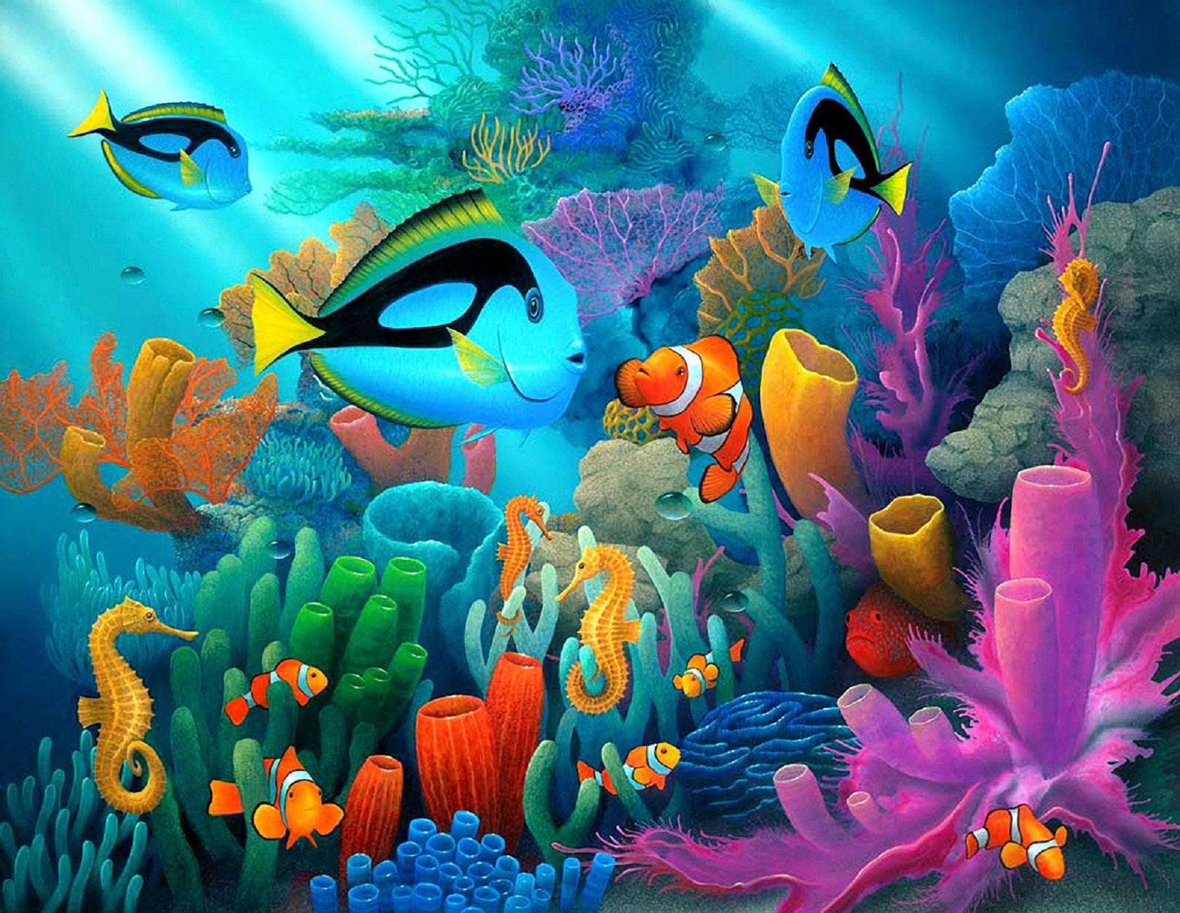 Colorful Underwater World Background