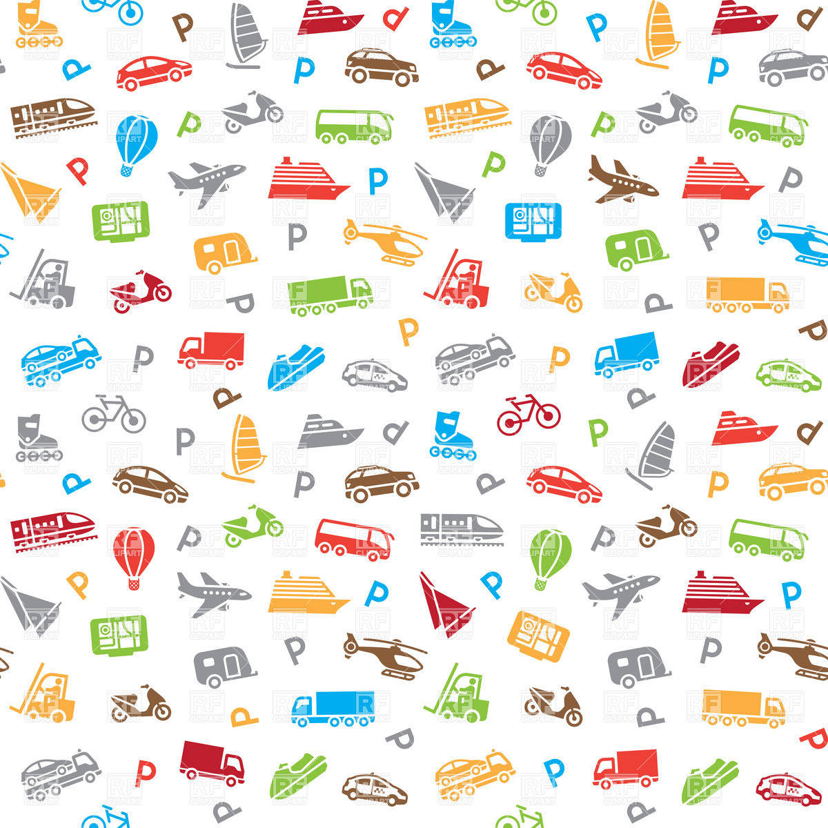 Colorful Vehicles Clipart Background