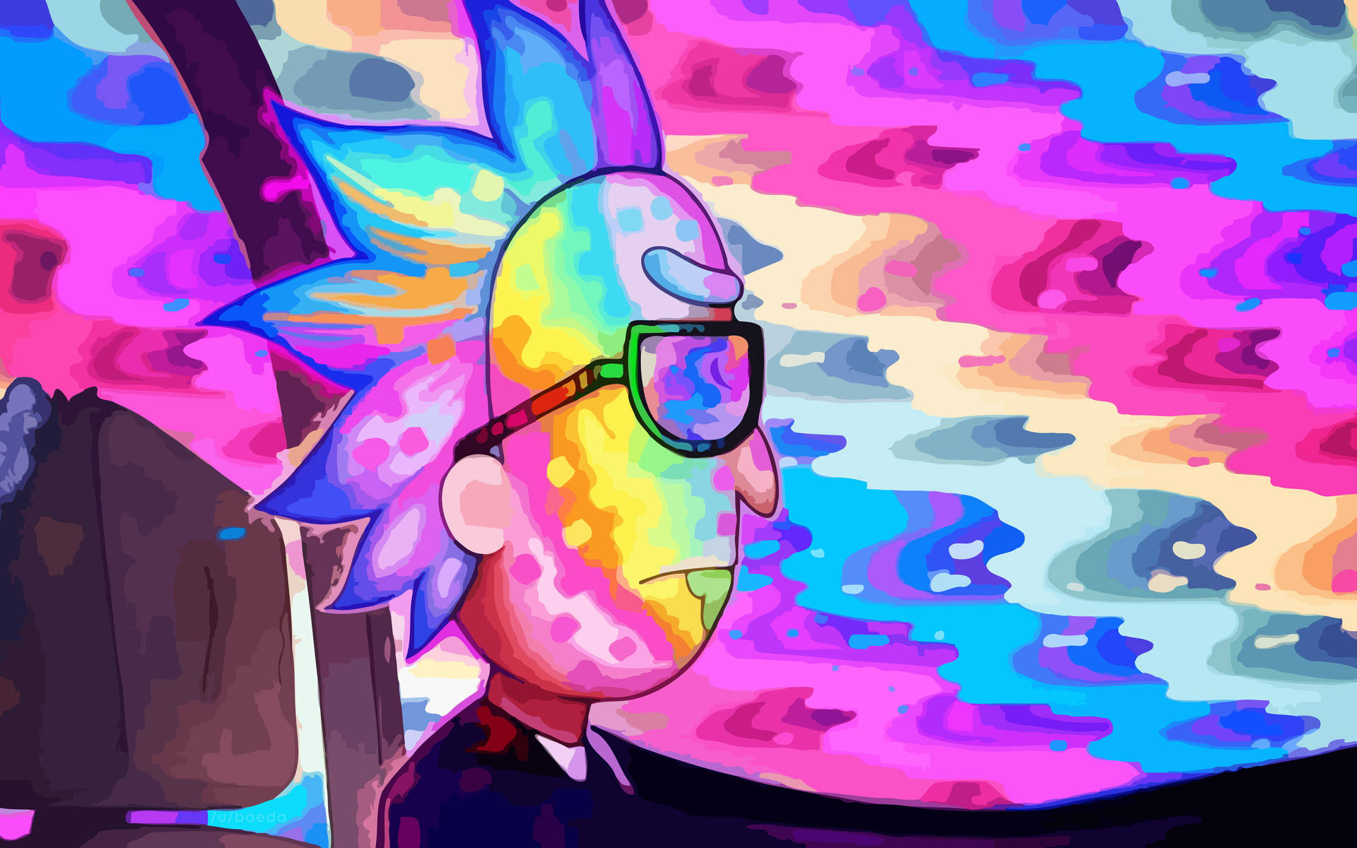Colorful Waves Rick And Morty Trippy Background