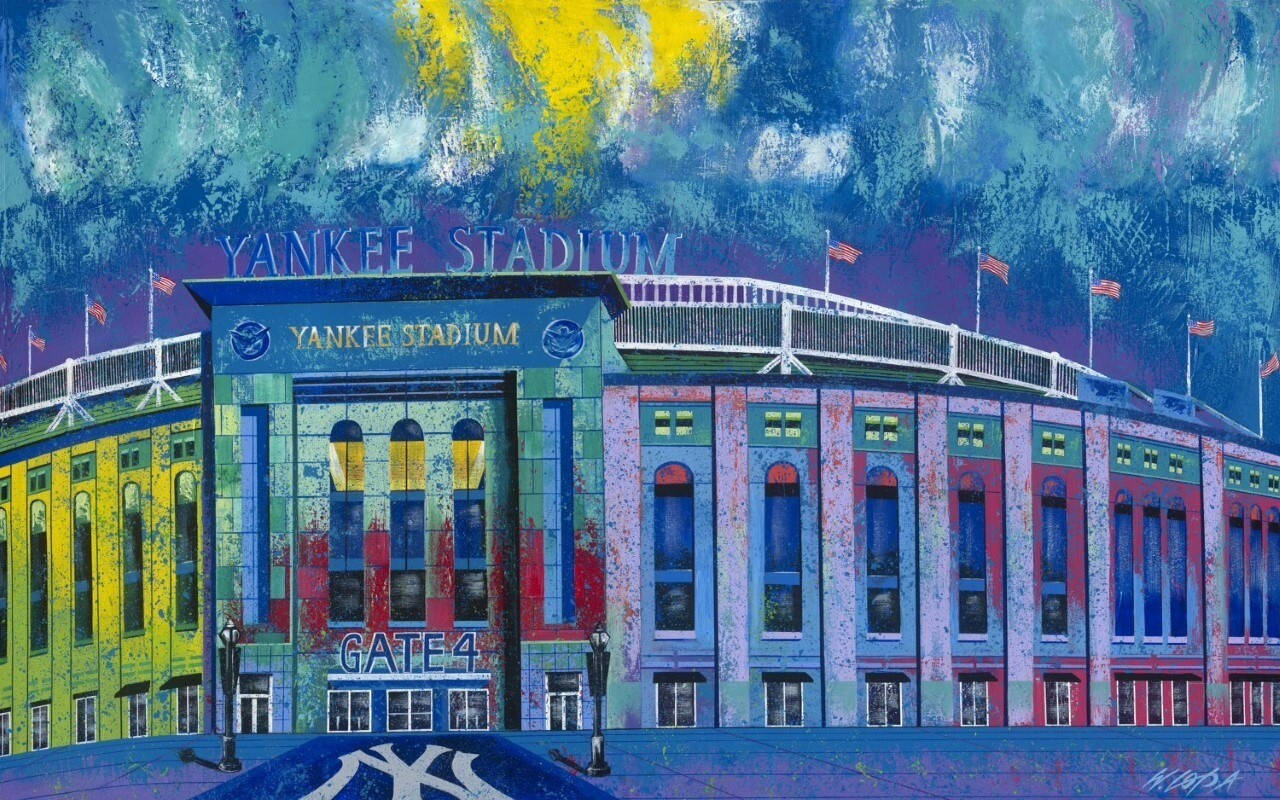 Colorful Yankee Stadium Painting Background