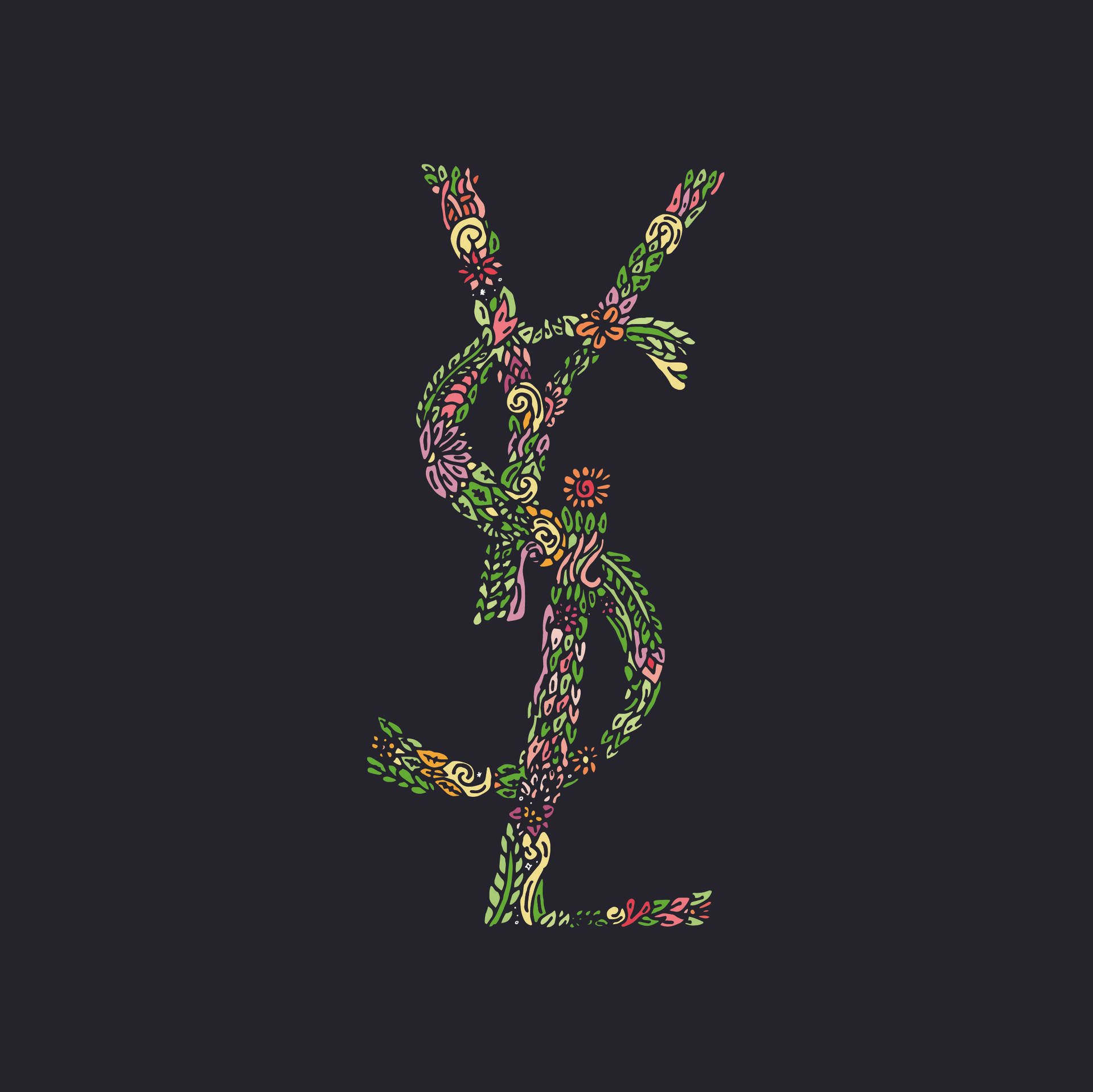 Colorful Ysl Floral Patterns Background