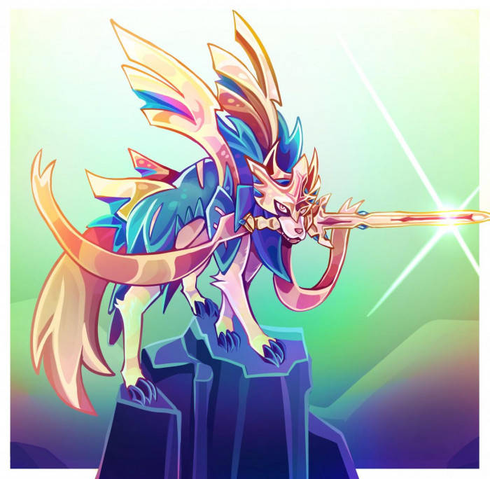 Colorful Zacian With Sword Background